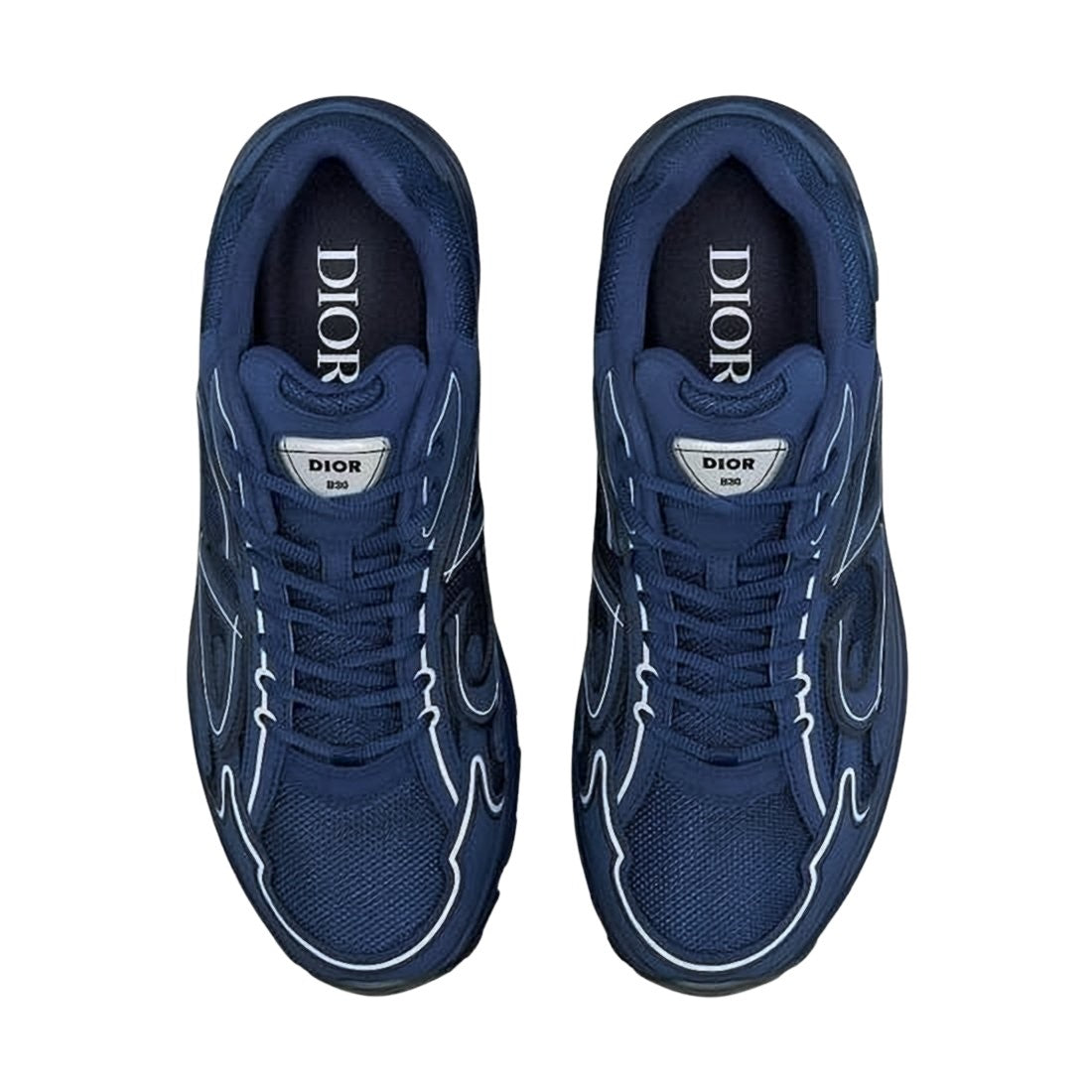Sporty Navy Blue Fabric and Mesh Sneakers