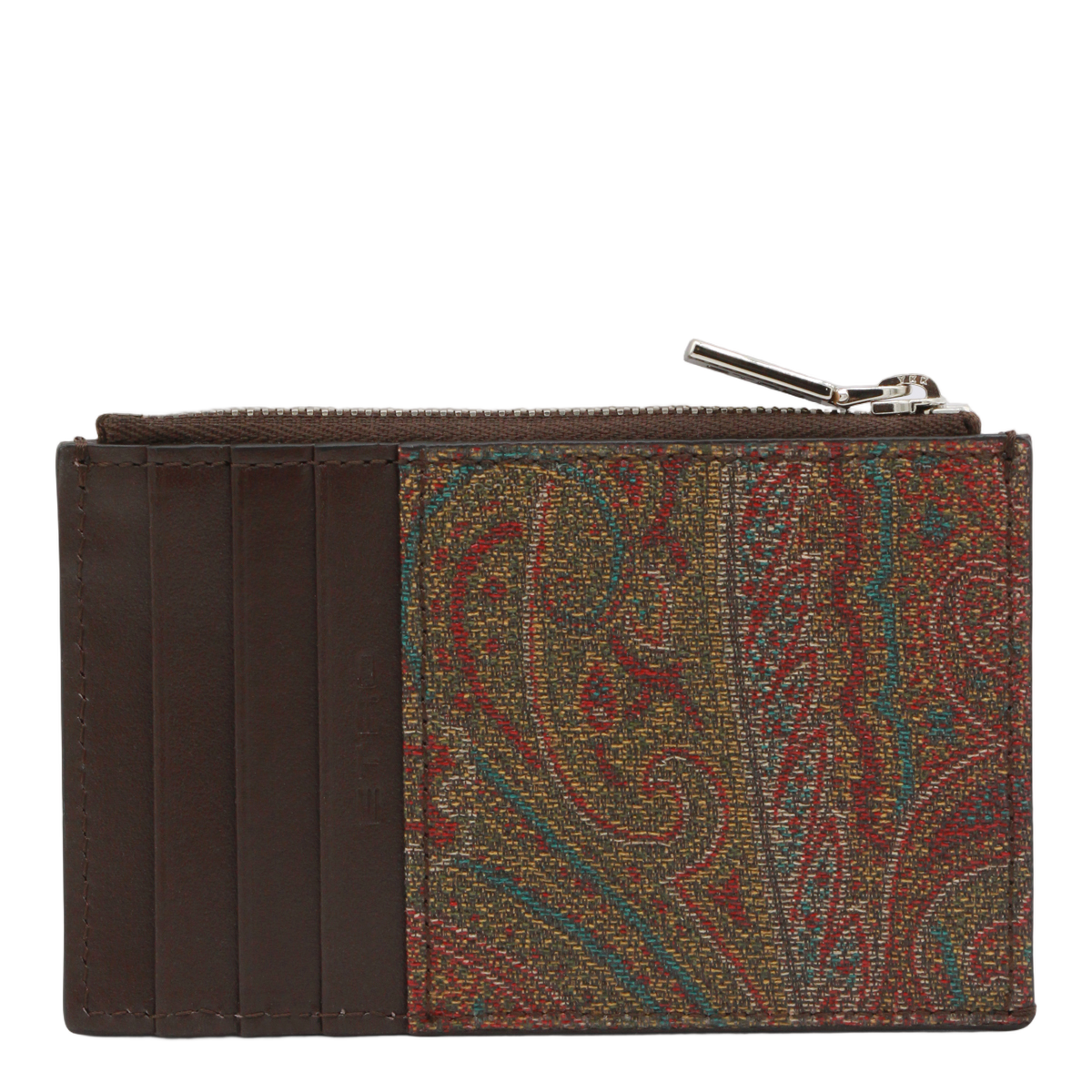 Slim Paisley Pattern Wallet with Zippered Compartment