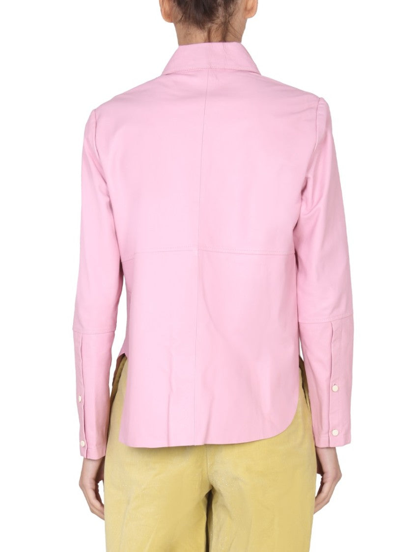 Pointed Collar Leather Jacket
