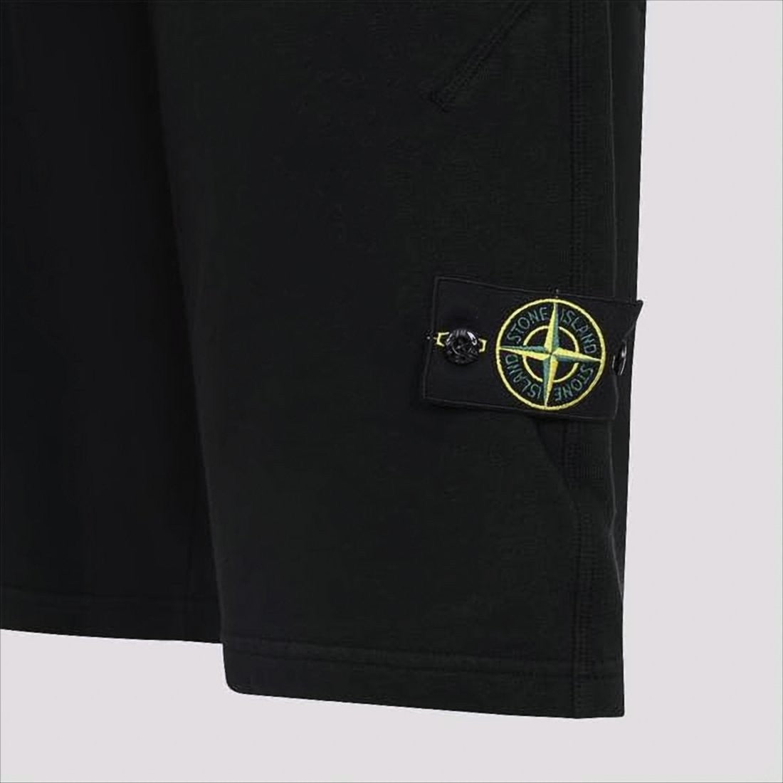 Black Shorts with Drawstring Waist and Logo Patch