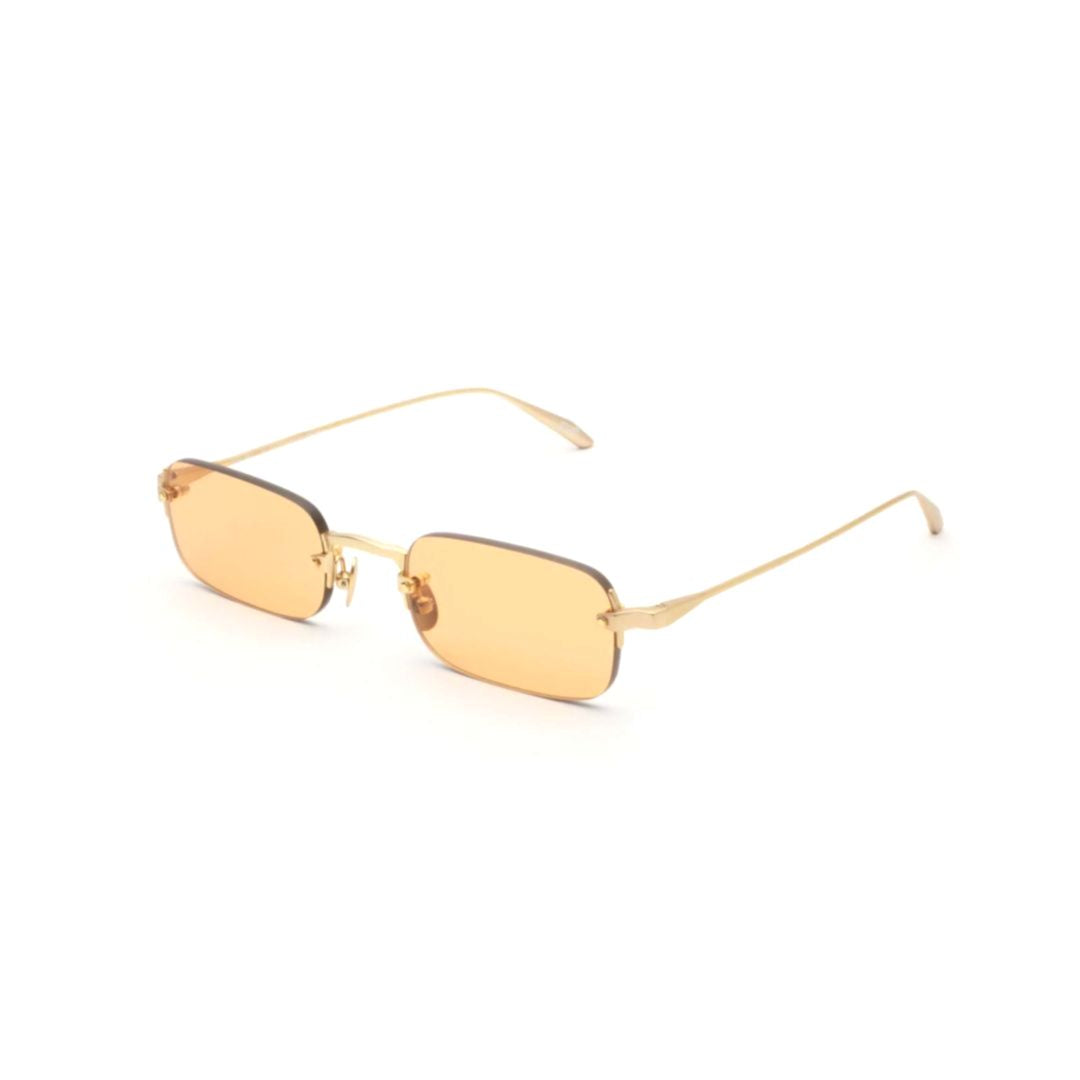 Astro Rectangular Gold Metal Sunglasses with Amber Lenses
