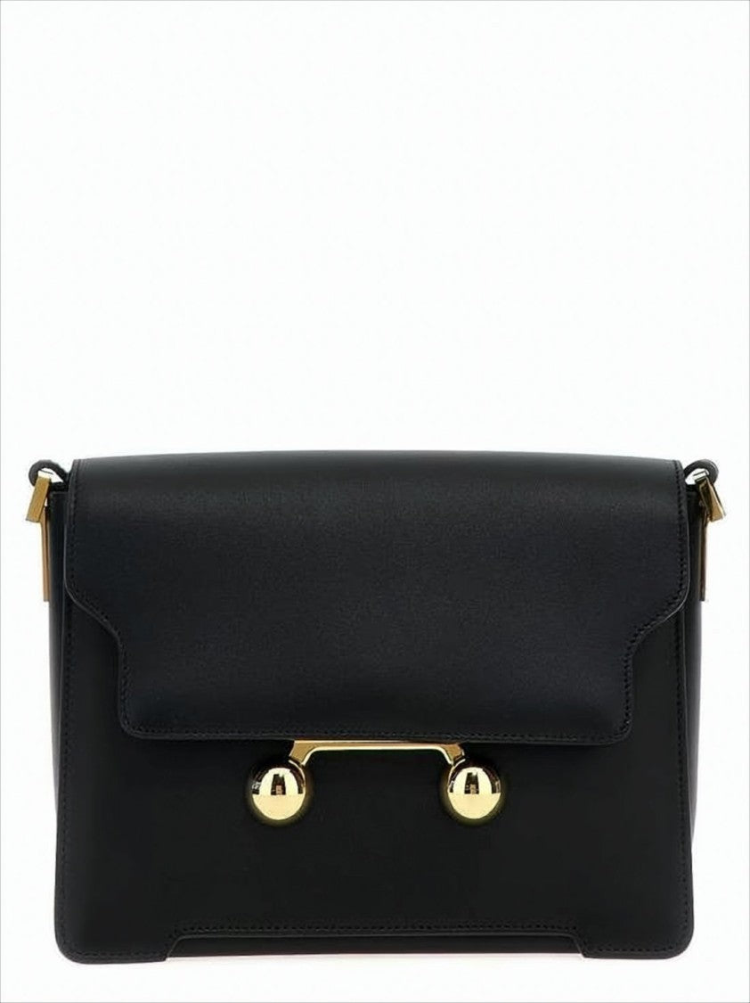 Smooth Calf Leather Crossbody Bag with Gold-tone Clasp