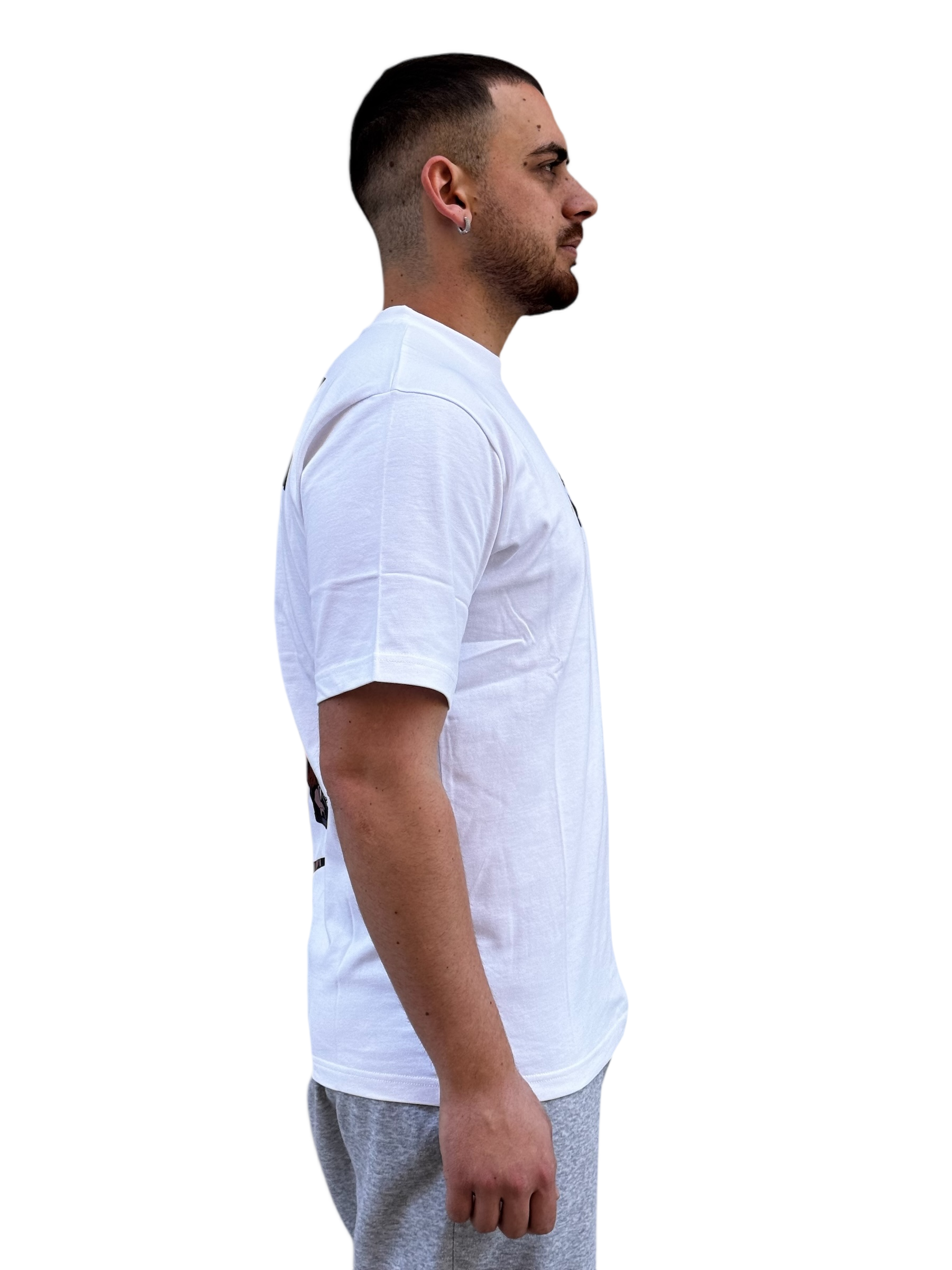 Artistic Cartoon Graphic T-Shirt with Metallic Accents