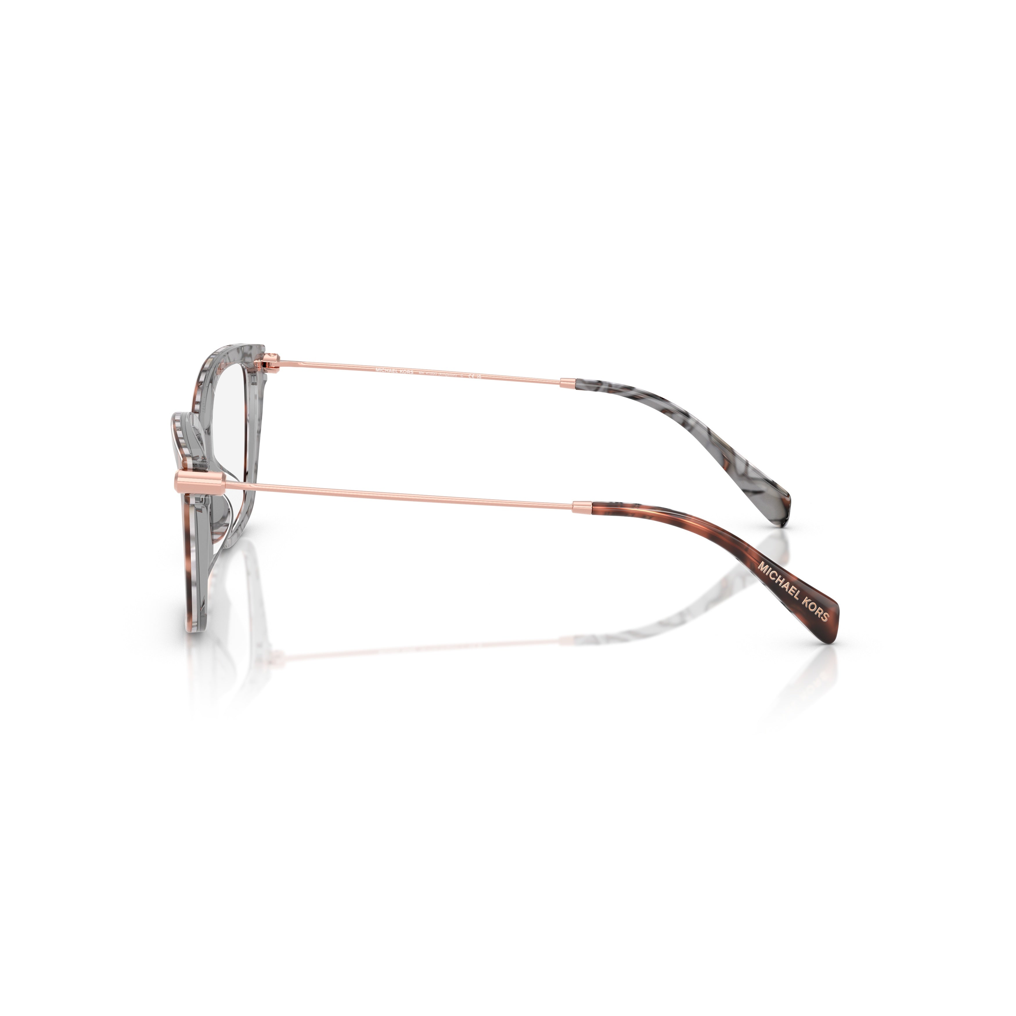 0mk4150u Oversized Square Tortoiseshell Eyeglasses with Rose Gold Temples