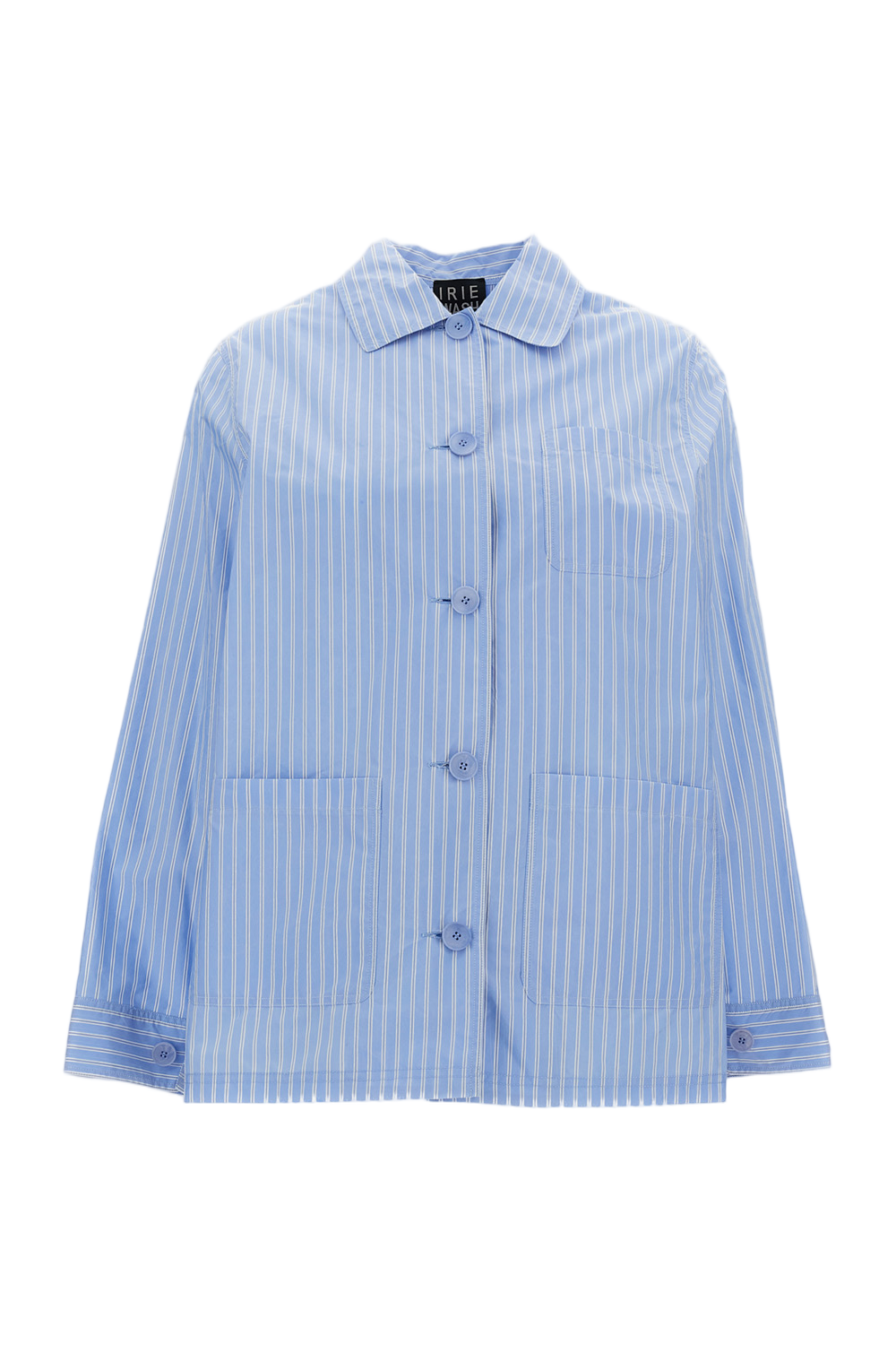 Light Blue Striped Jacket with Classic Collar