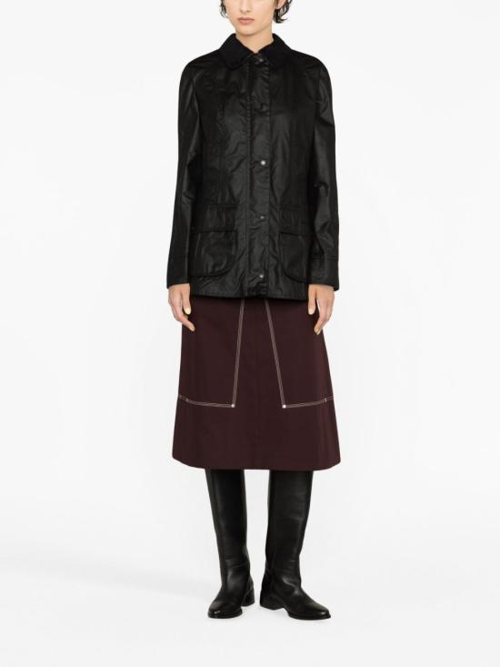 Waxed Cotton Jacket With Classic Collar And Flap Pockets