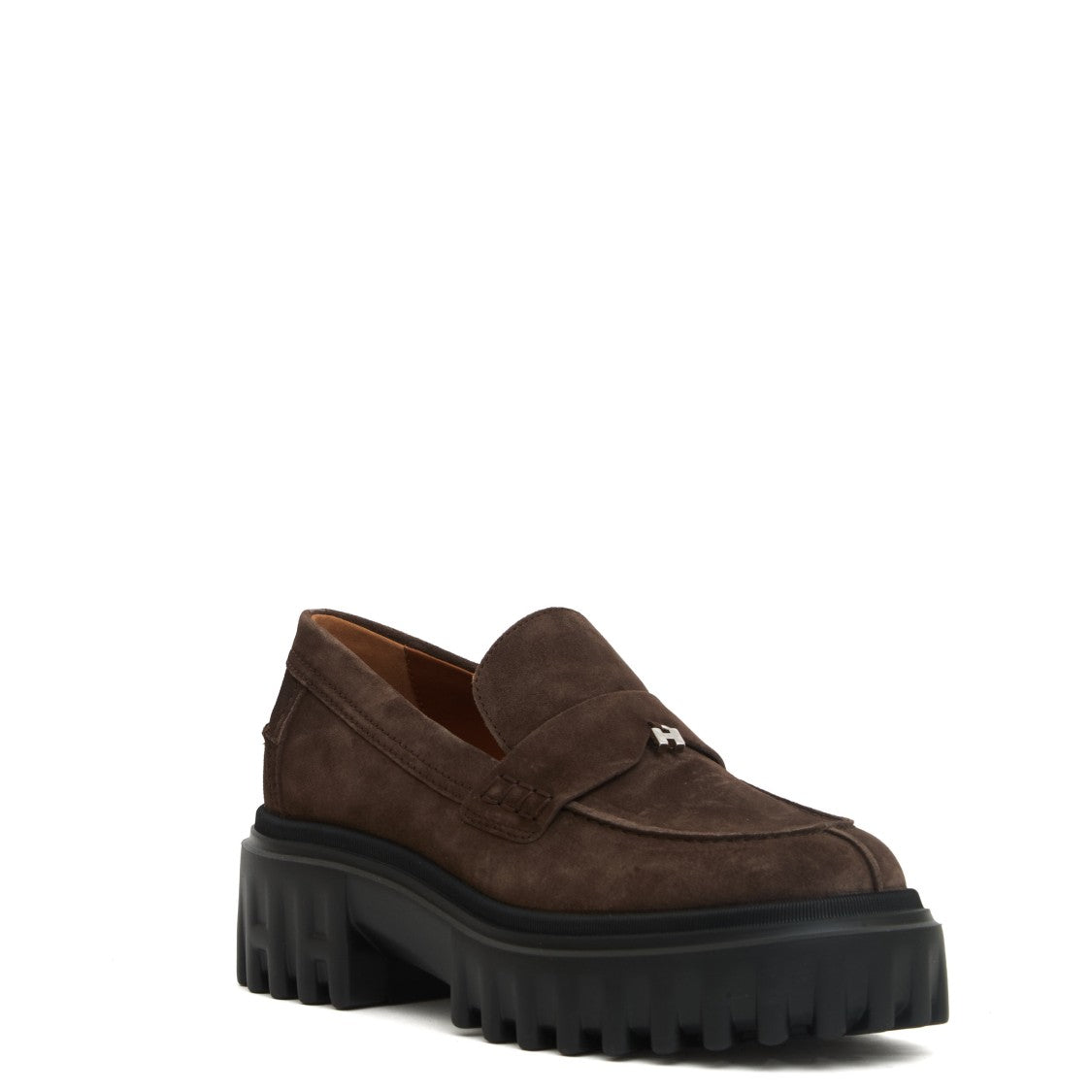 Brown Nubuck Leather Chunky-Soled Loafers