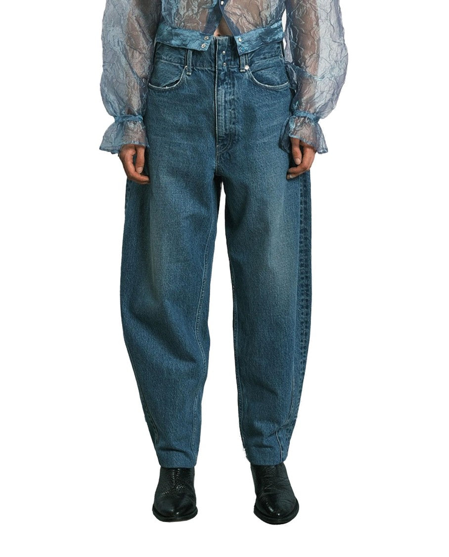Tapered Jean Trousers With High Waist