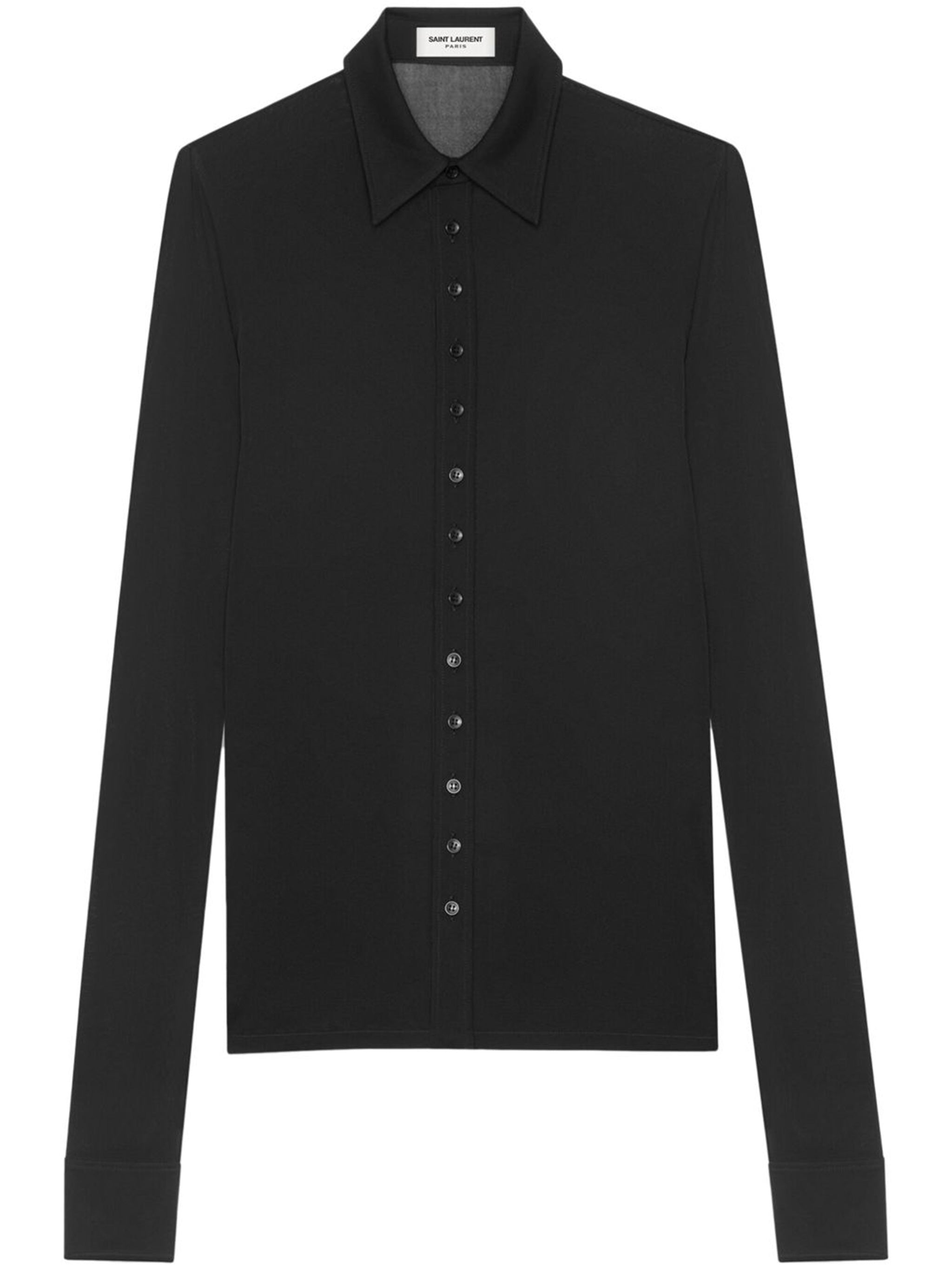 Black Long-Sleeved Viscose Shirt