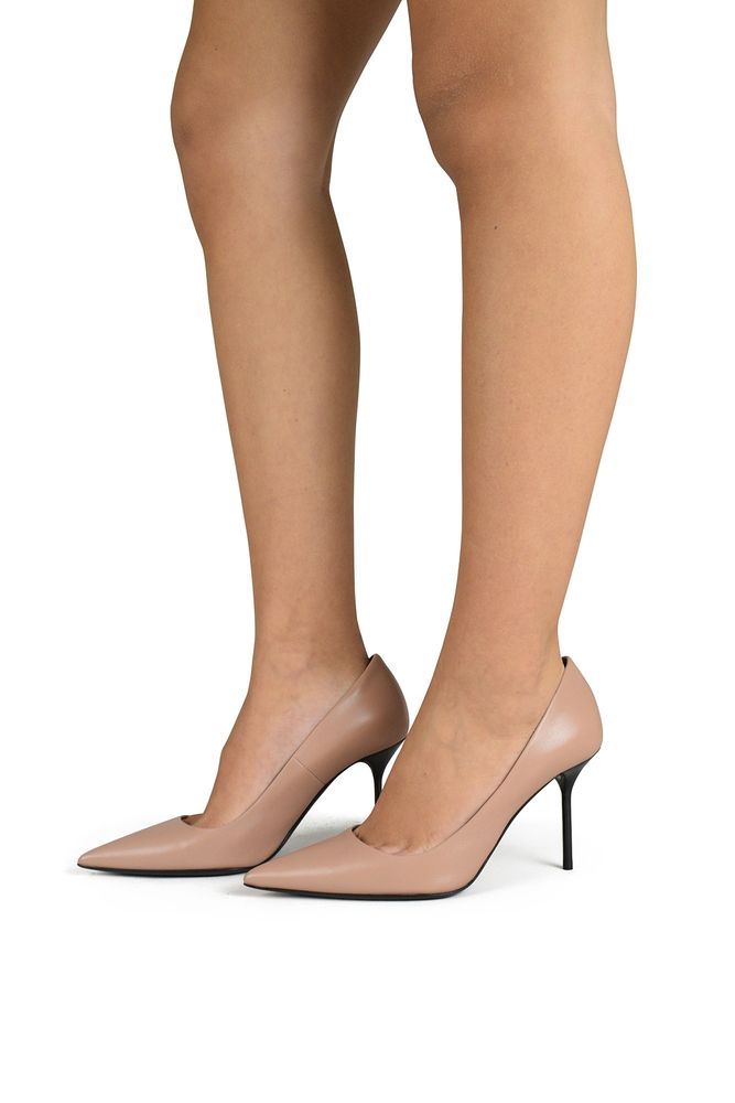 Pointed Toe Pink Leather Pumps