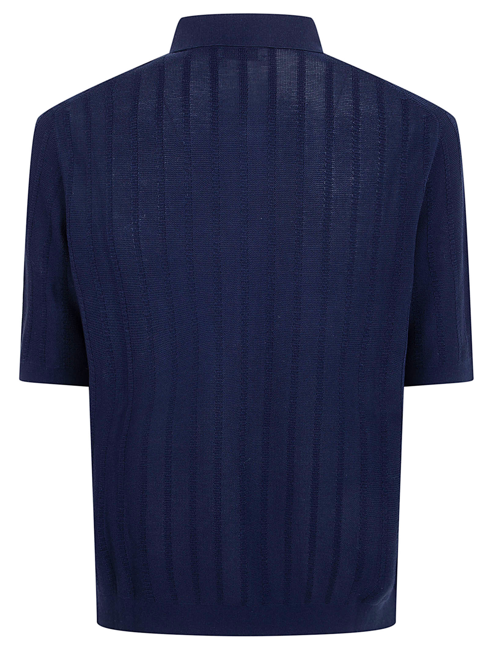 Short-Sleeved Button-Up Shirt with Vertical Stripe Pattern