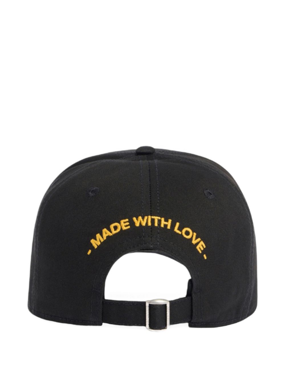 Black Baseball Cap With Bold Patch And Adjustable Strap
