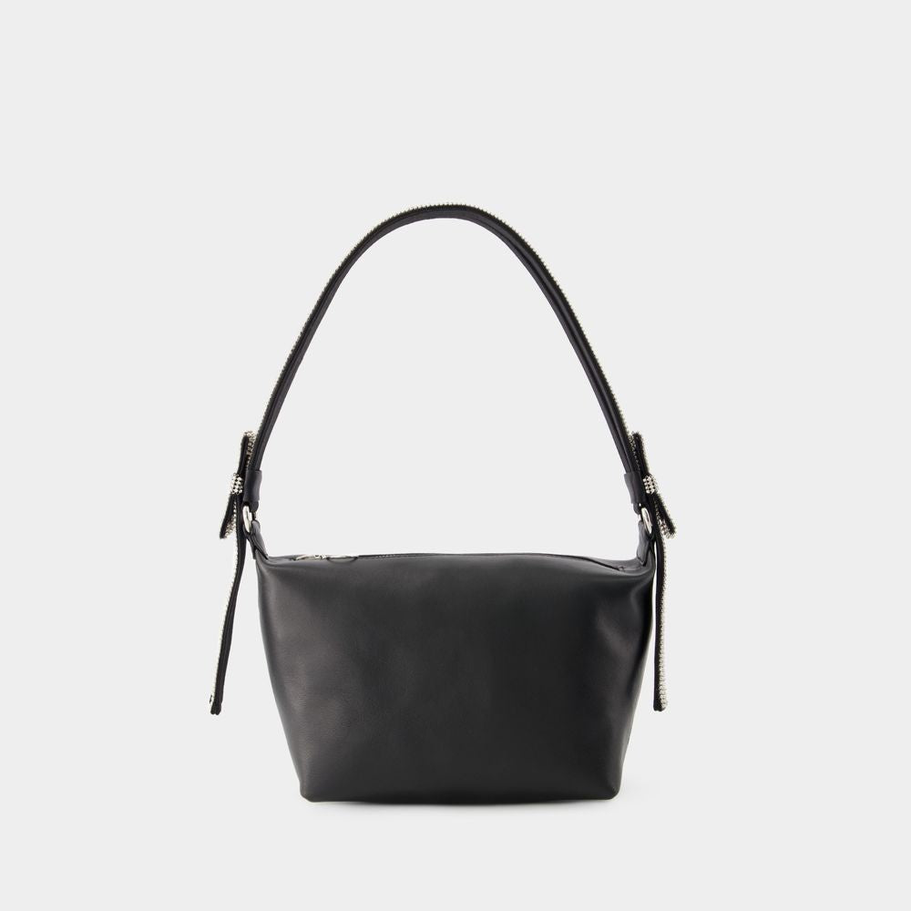 Double Bow Pouch - Leather - Black