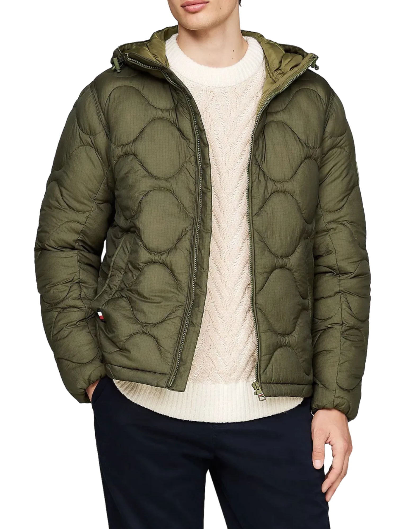 Quilted Green Jacket With Hood