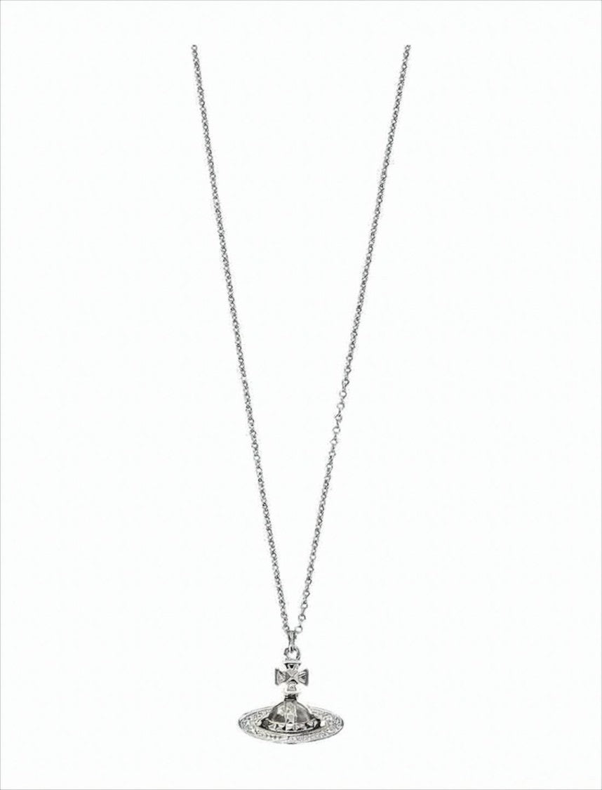 Brass And Crystal Pendant Necklace With Orb Design