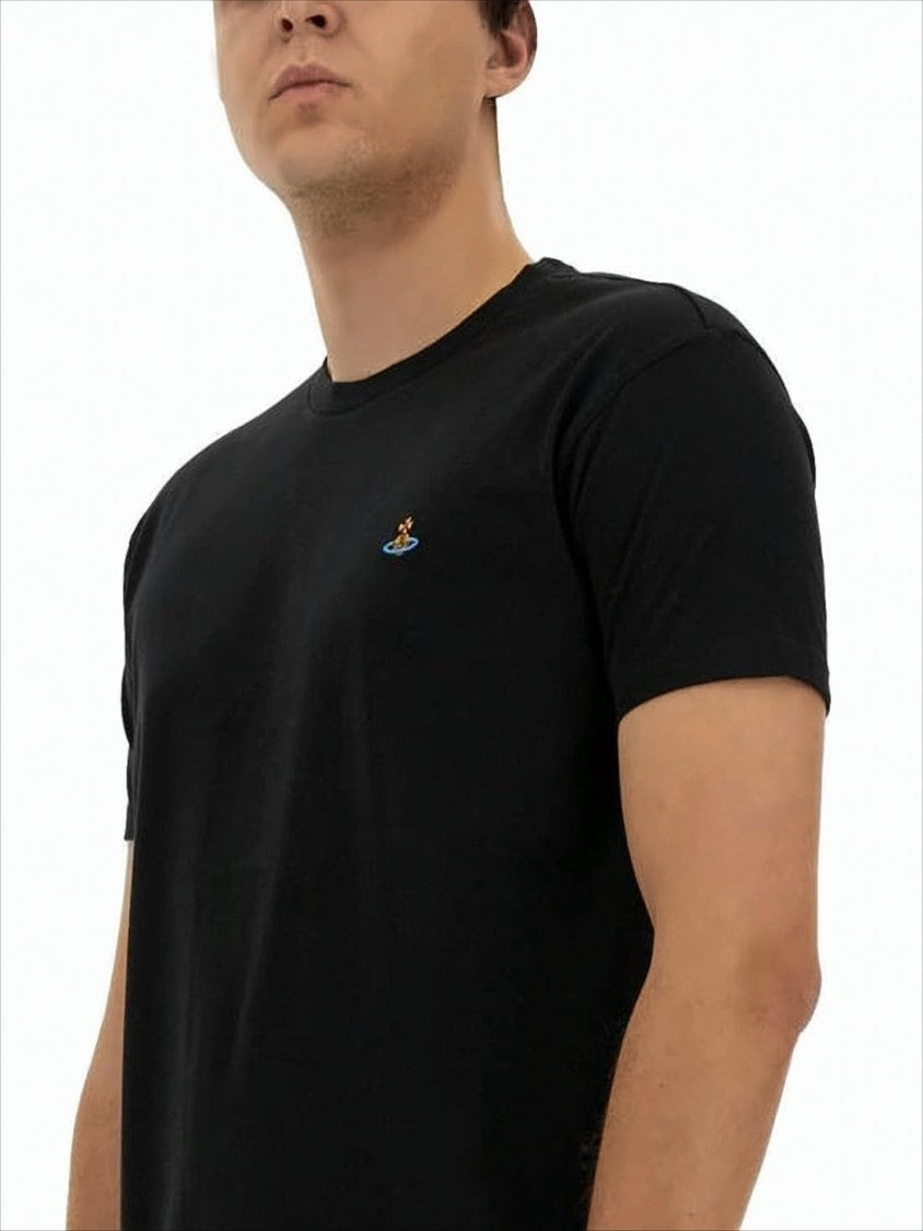 Short-Sleeve T-Shirt with Colorful Embroidered Logo