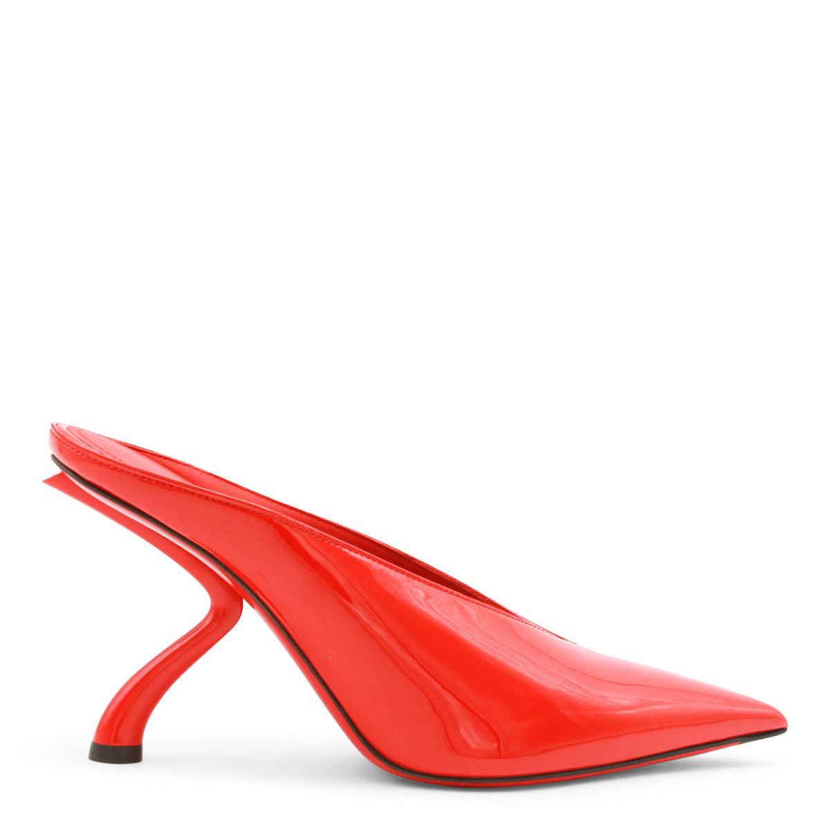 High-Heeled Mules with Sculptural Curved Heel