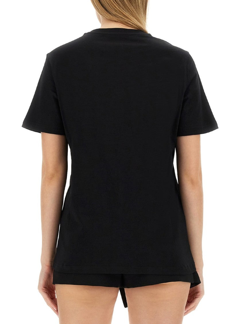 Black Regular Fit T-Shirt With Logo And Heart Graphic