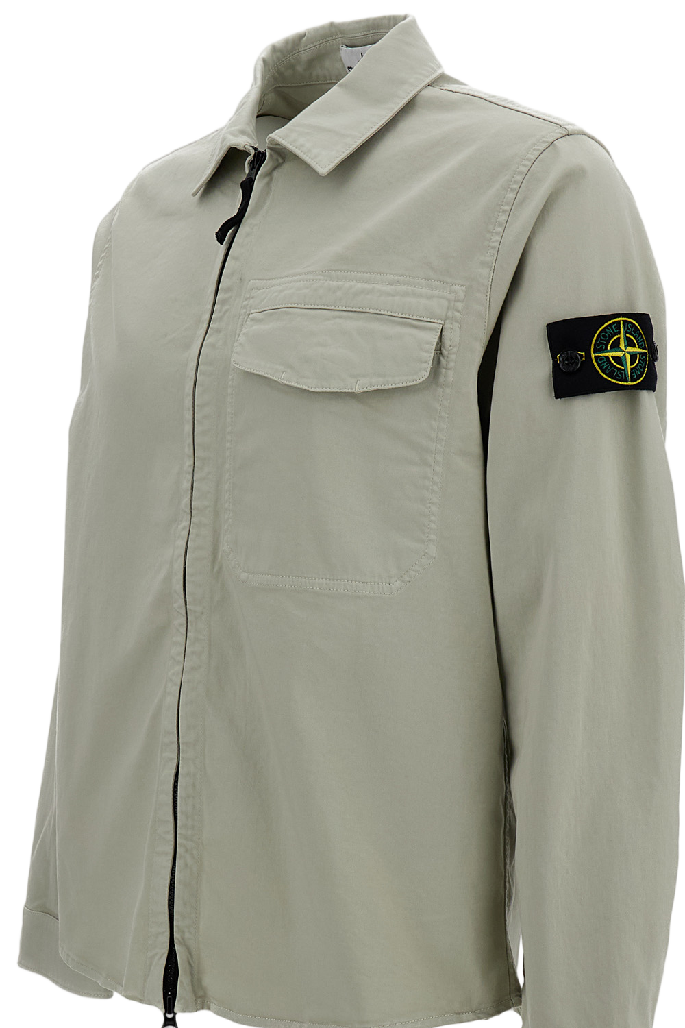 Grey Cotton Overshirt With Zip Closure