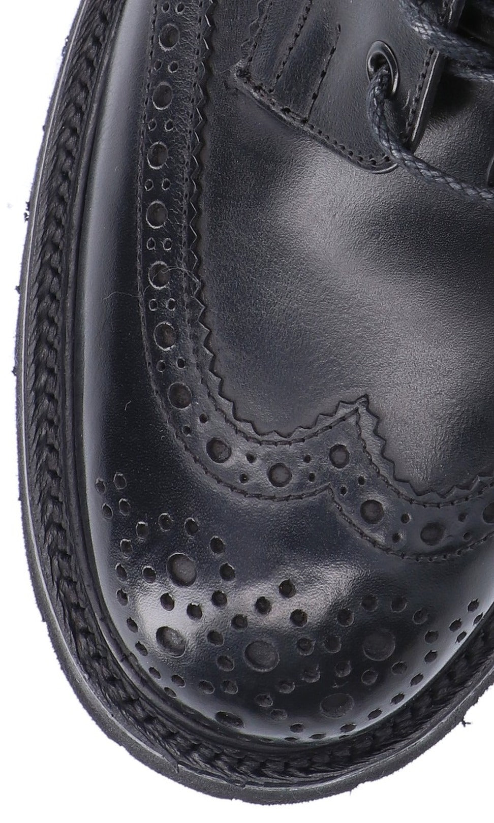 Classic Brogue Lace-Up Black Leather Boots