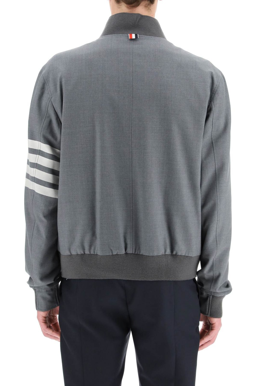Textured Wool Bomber Jacket with Distinctive Stripes