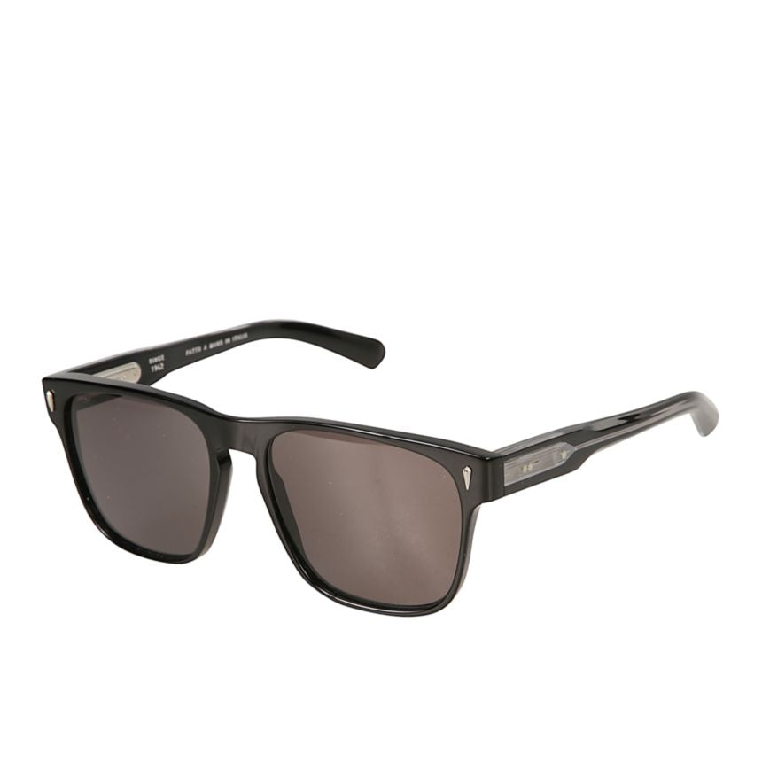 Premium 12 Glossy Black Rectangular Sunglasses with Metallic Accents