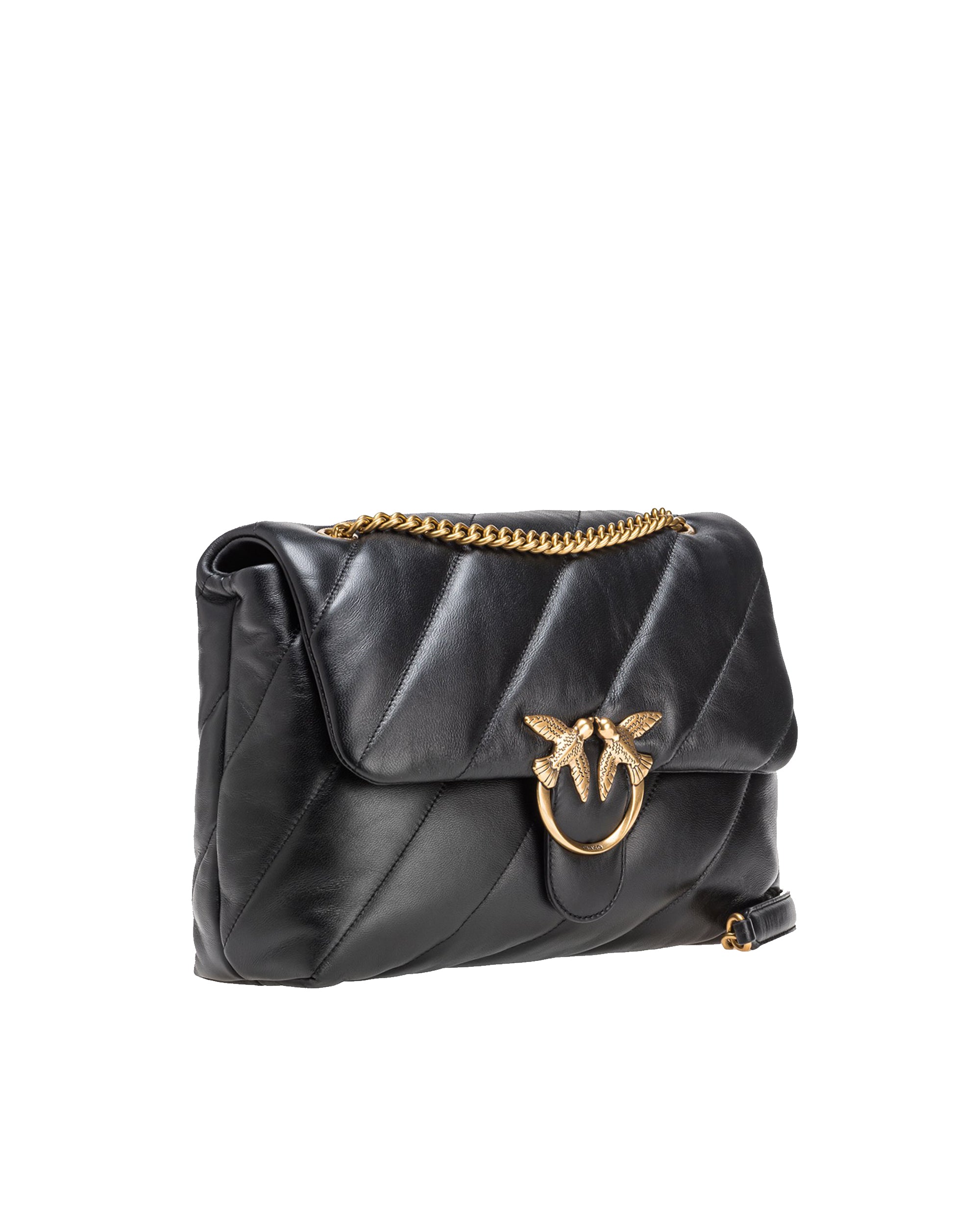 Black/Antique Gold Love Bag Puff Large Shoulder Bag