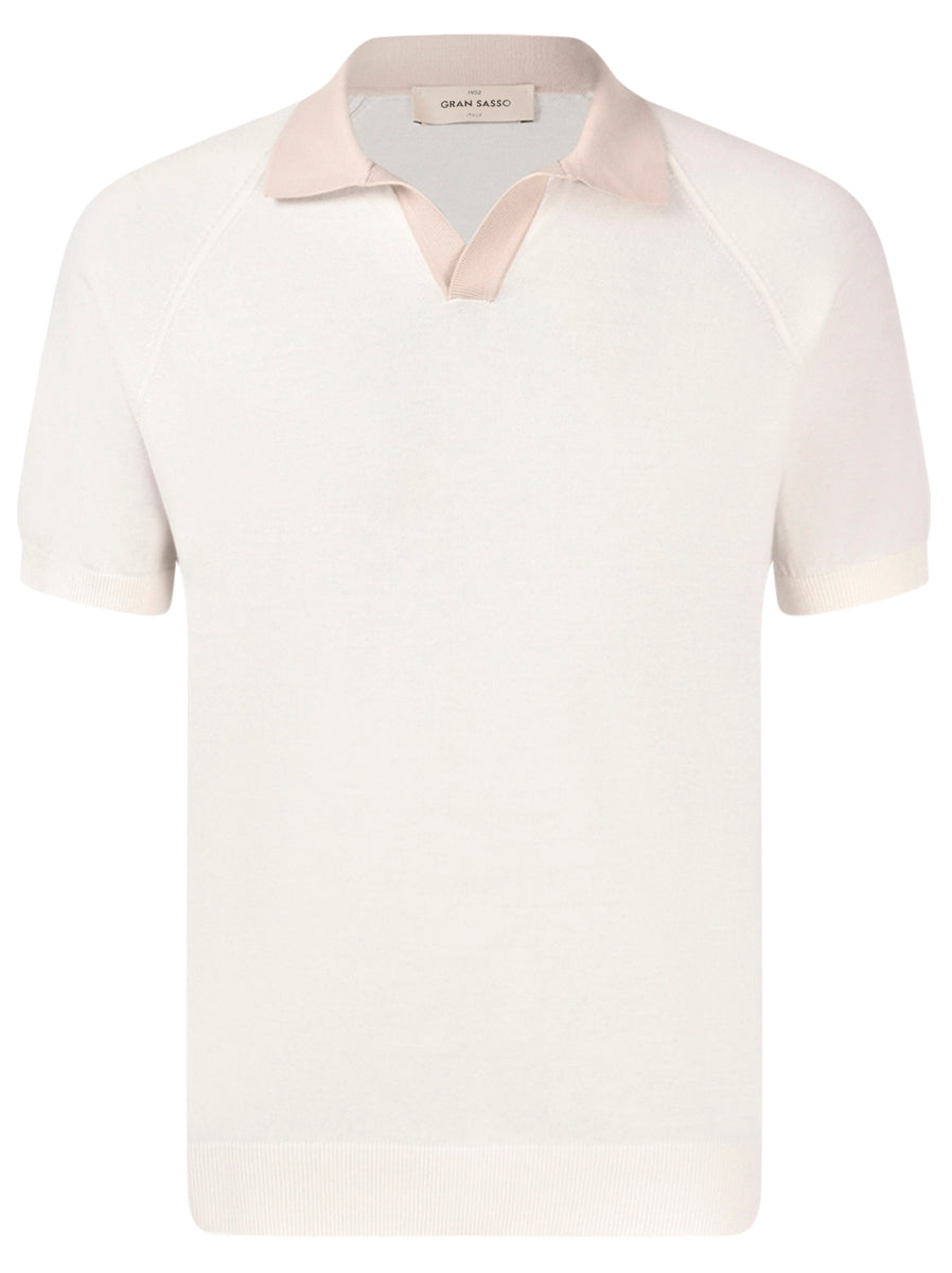 Beige V Neck Polo Shirt