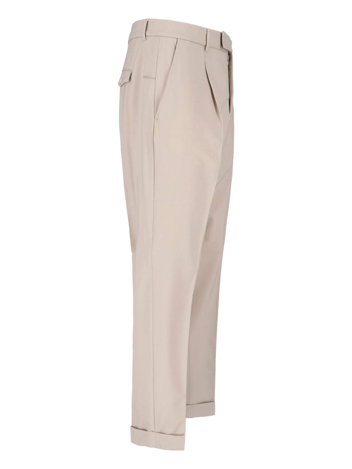 Beige Tailored Straight-Leg Virgin Wool Trousers