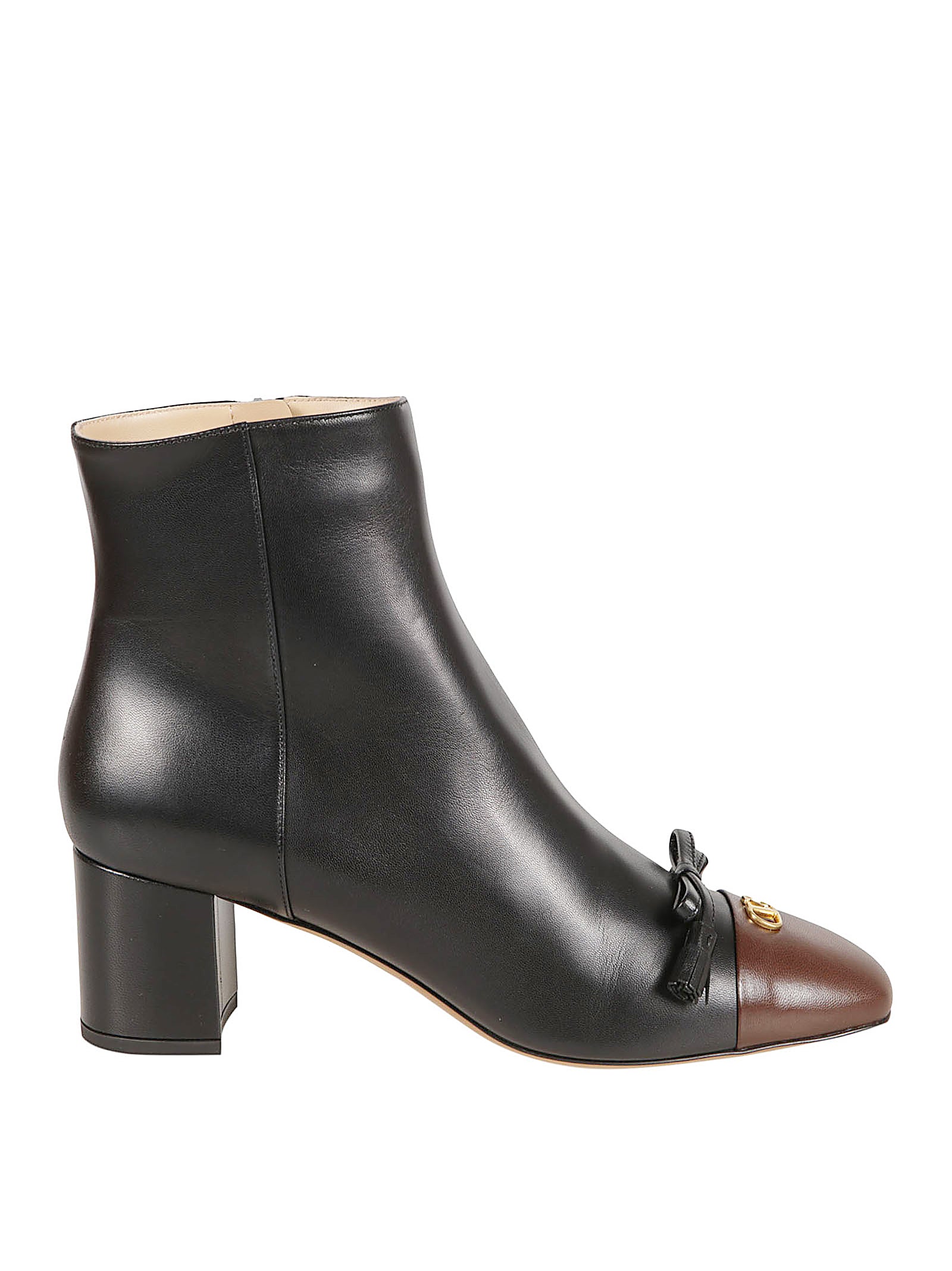 Two-Tone Kidskin Ankle Boots With Vlogo Detail