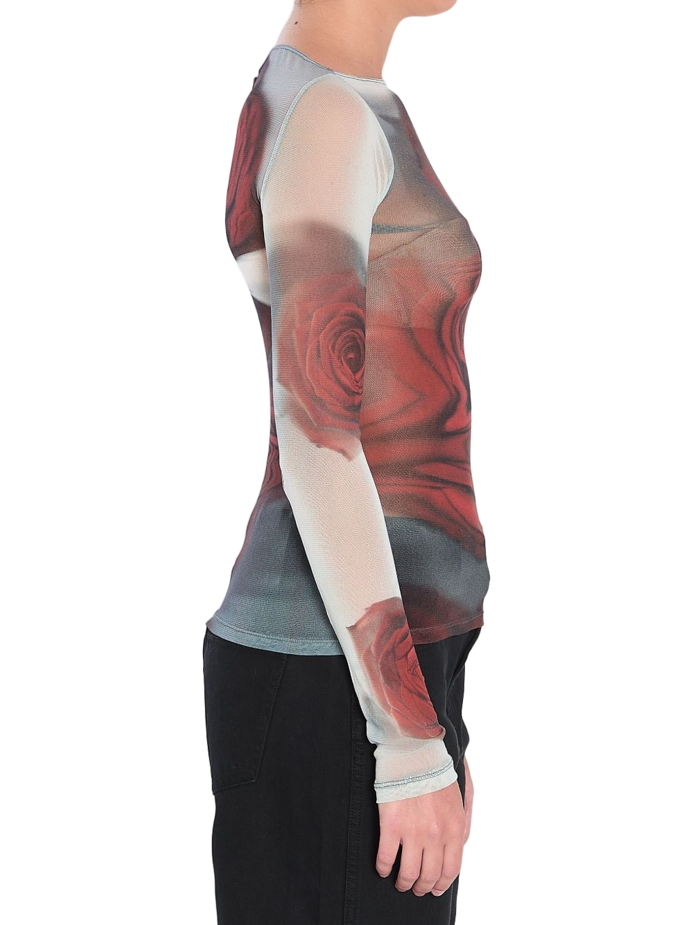 Long-Sleeve Semi-Sheer Top