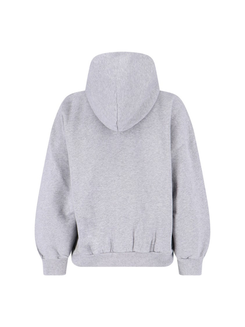 Zip Front Hoodie With Contrast Logo And Ribbed Details