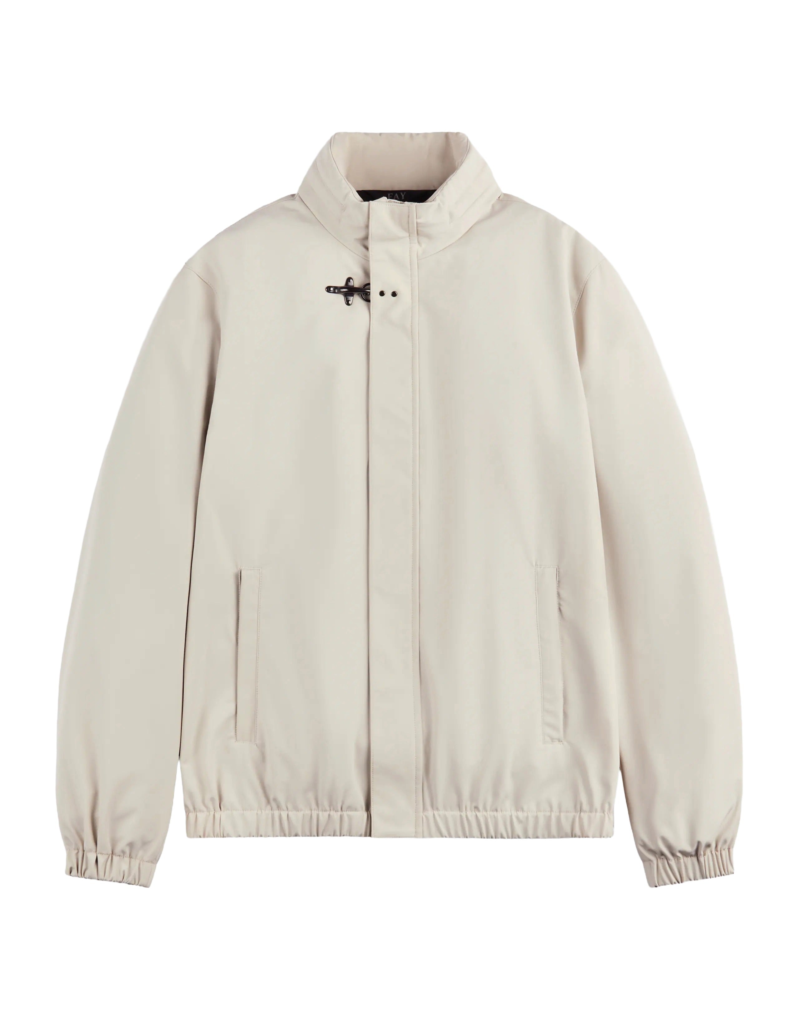 Tailored High-Collar Travel Jacket with Concealed Closure