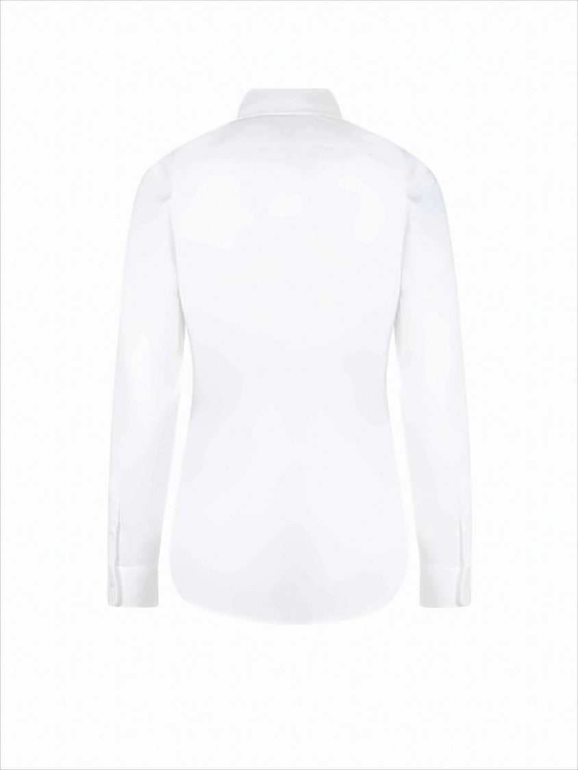 Long-Sleeve Cotton Button-Up Shirt with Embroidered Logo