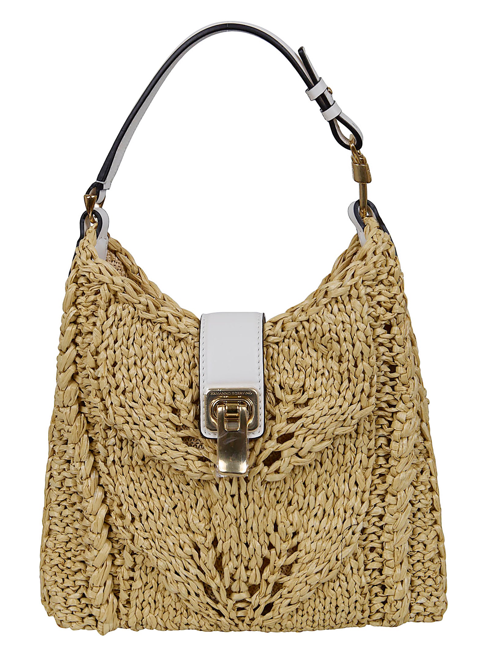 Woven Viscose Handbag With Metallic Closure