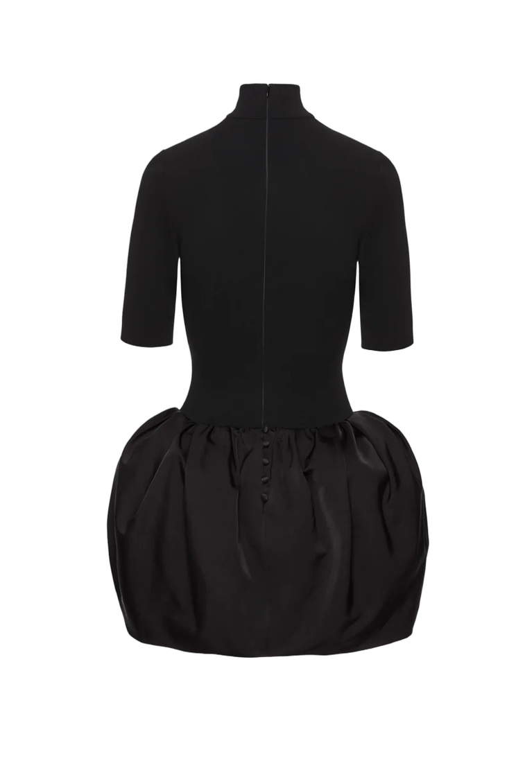 Sculpted Bubble Skirt Mini Dress with Turtleneck