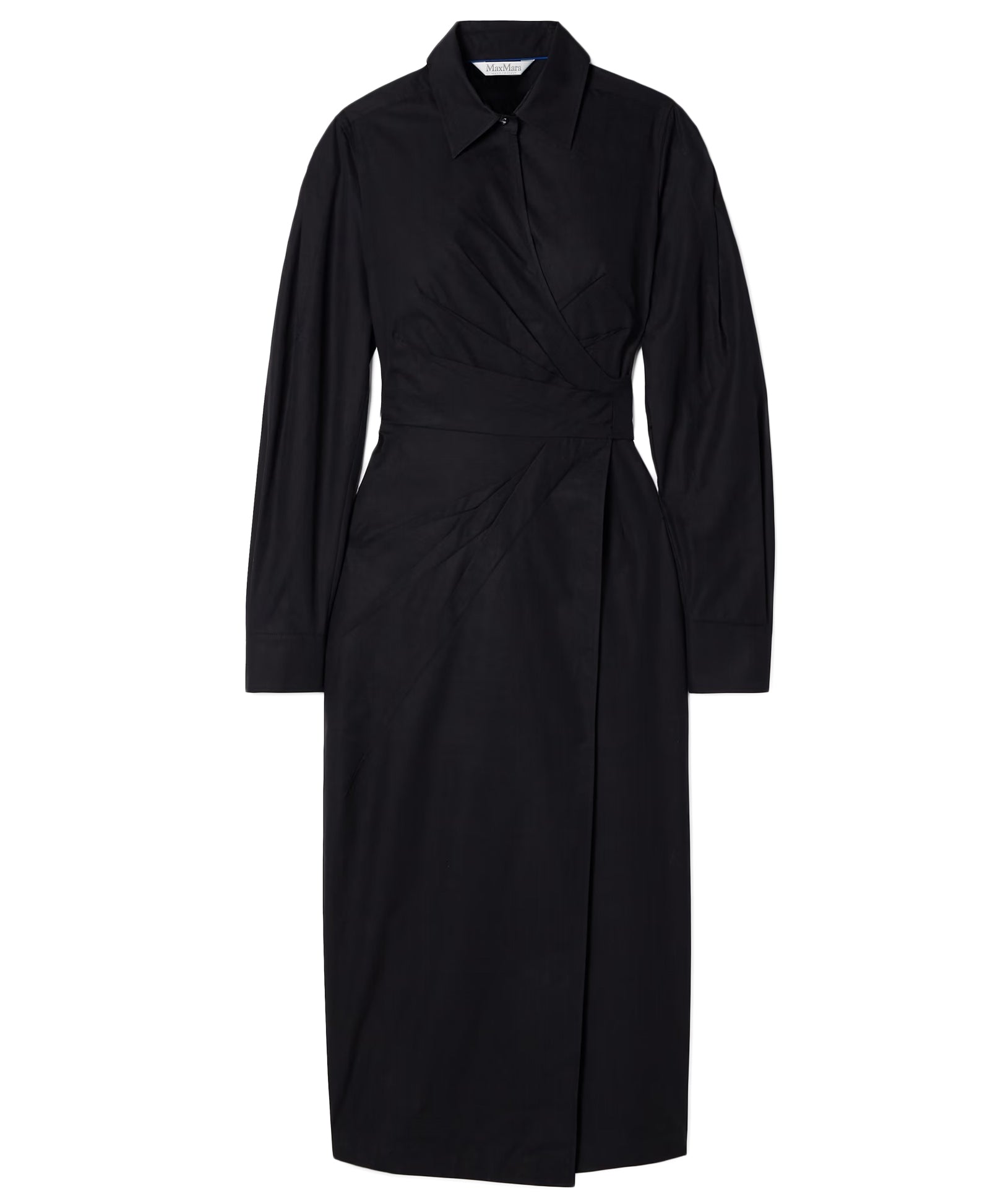 Midi-Length Tailored Dress with Wrap-Style Front