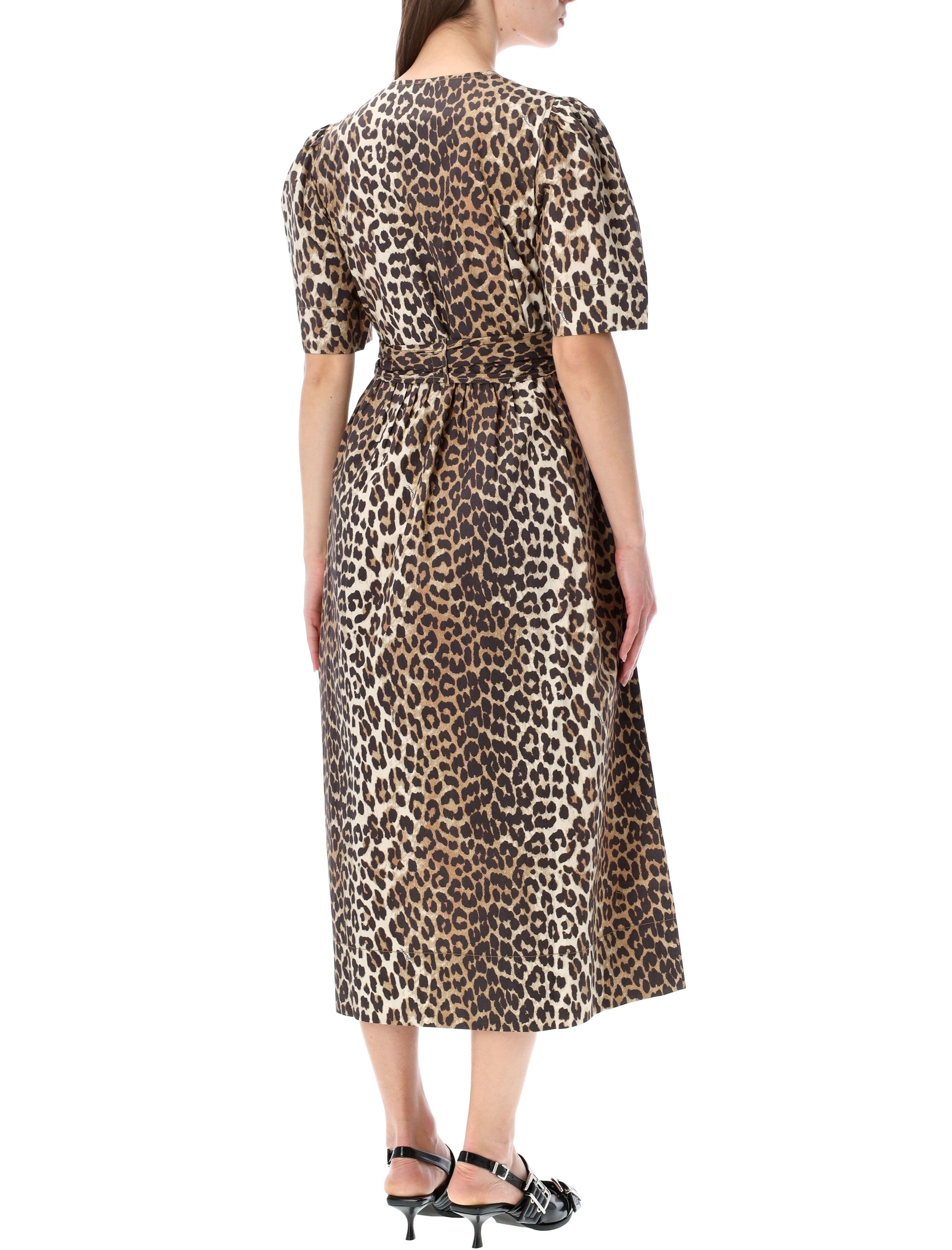 Leopard Print Cotton Midi Dress