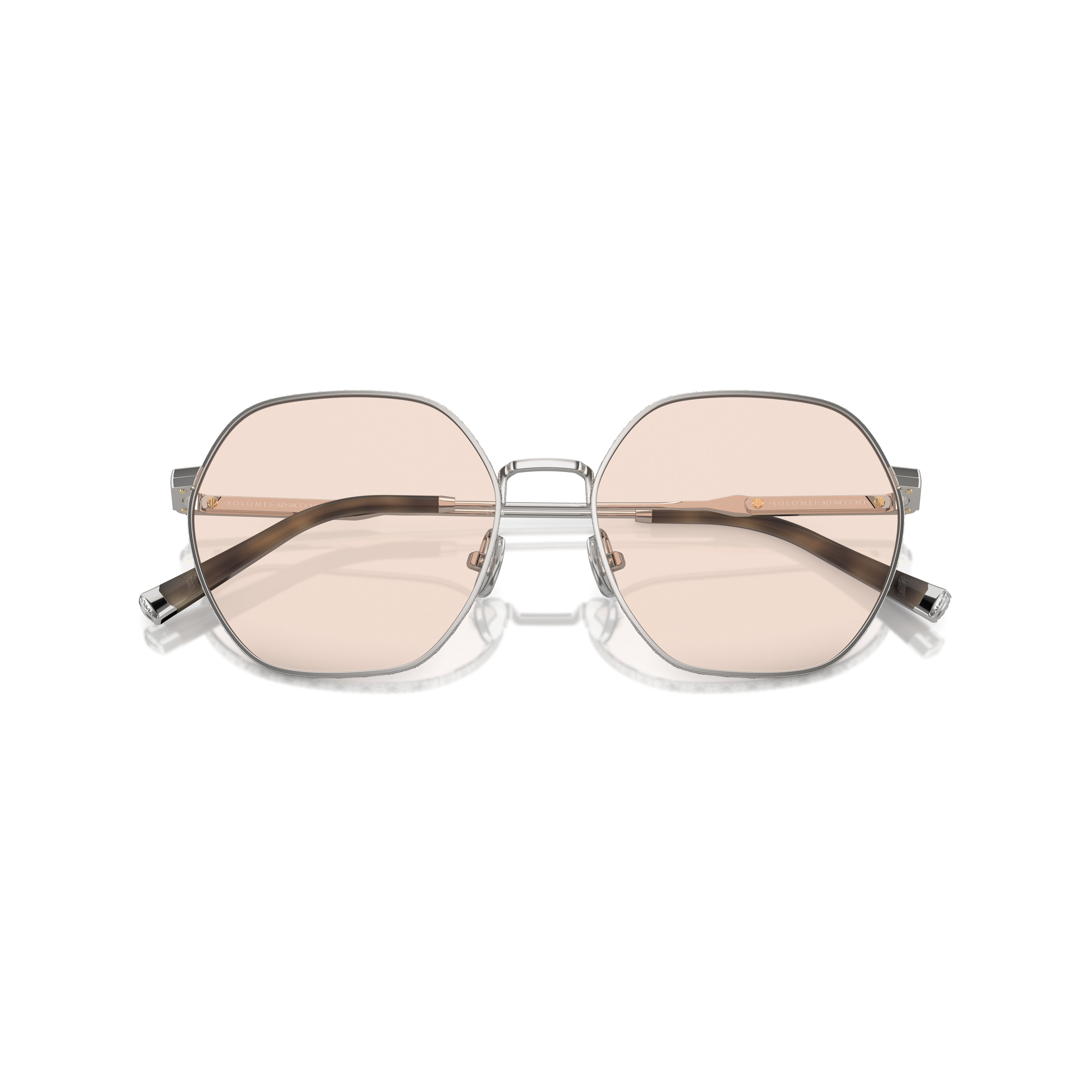 0bc1001t Geometric Titanium Sunglasses with Soft Pink Lenses
