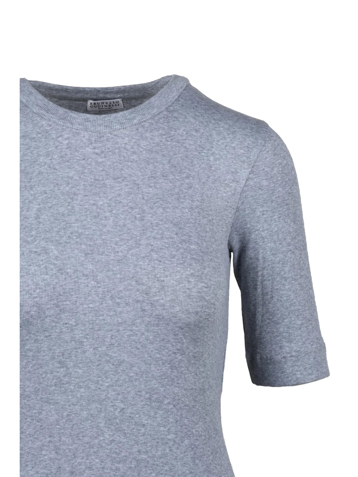 Grey Cotton Elastane Women T-shirt
