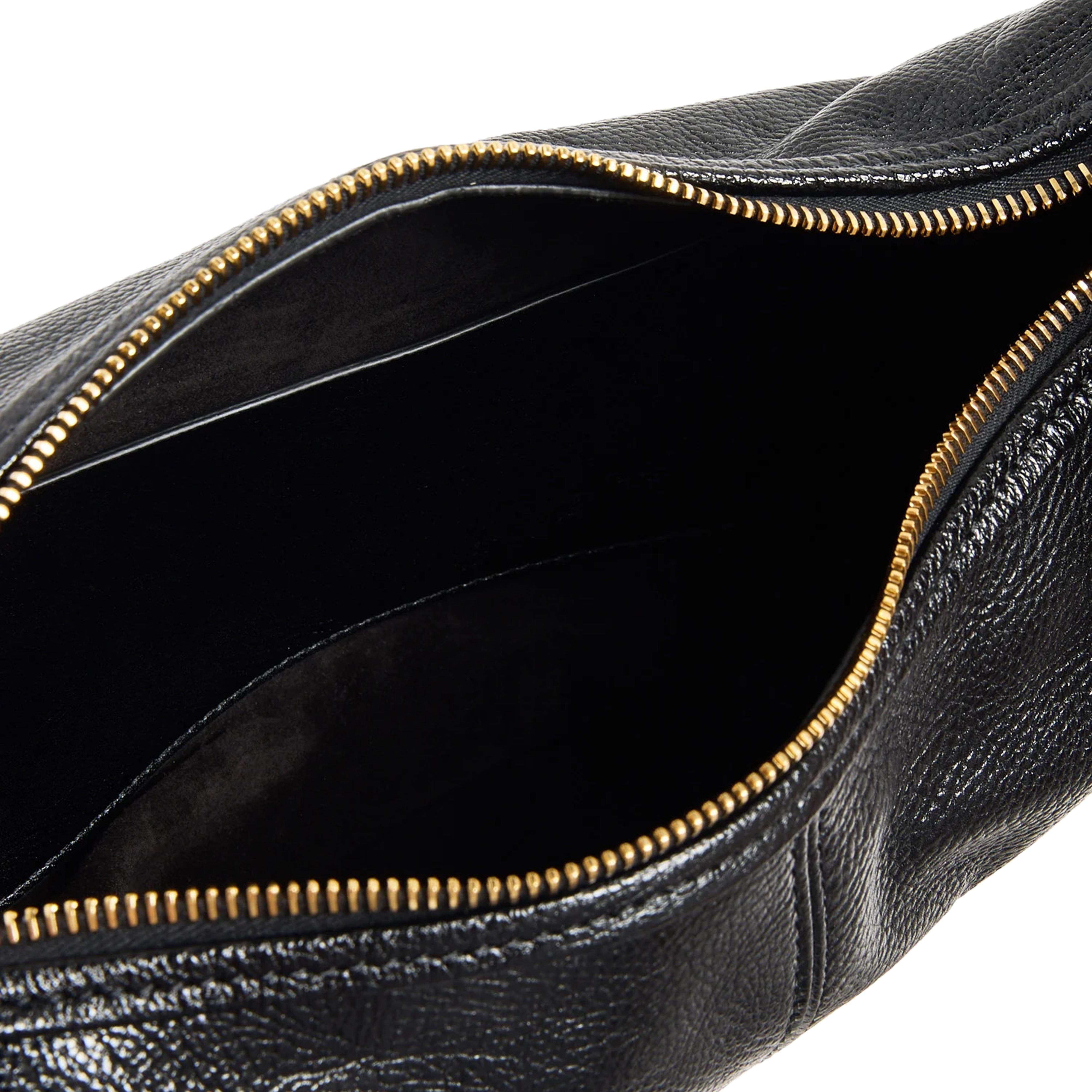 Crescent-Shaped Black Calf Leather Bracelet Bag