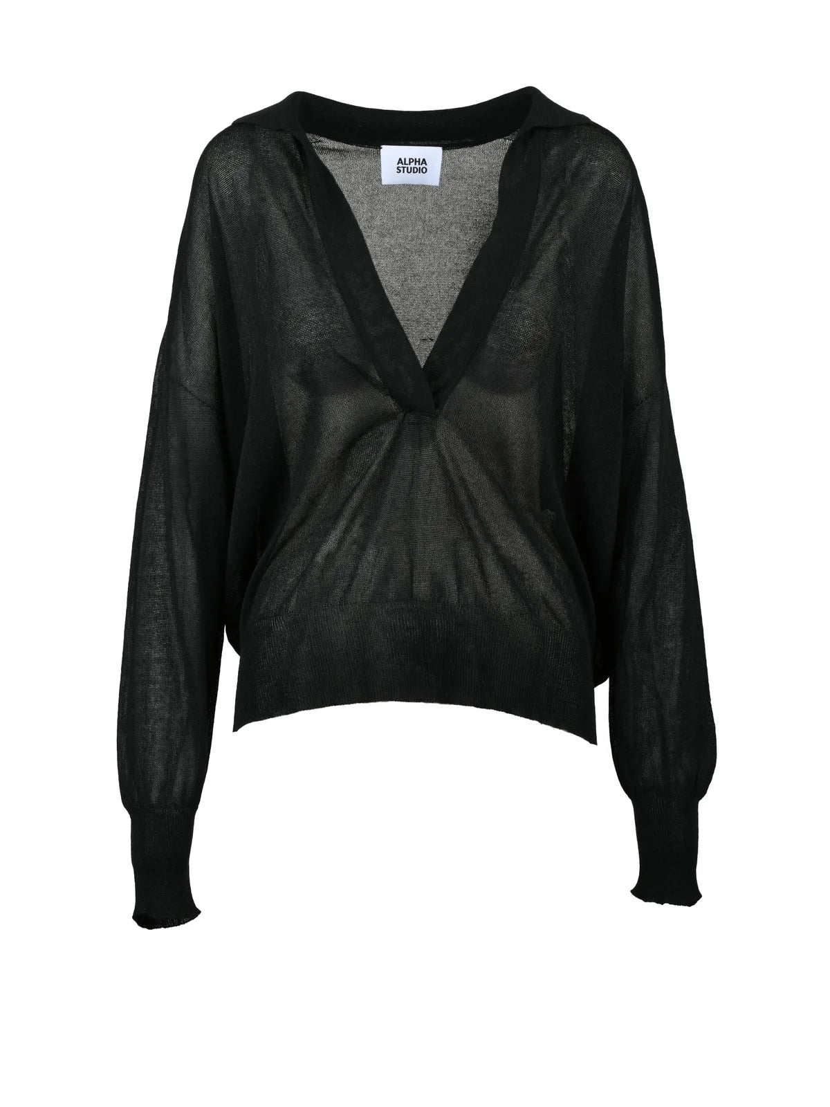 Black Viscose Polyester Oversized Polo Shirt