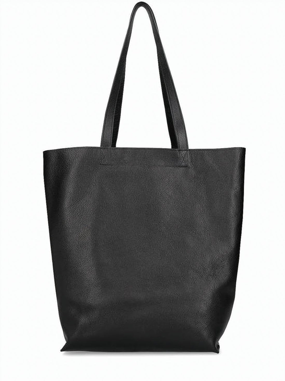 Spacious Black Calf Leather Tote Bag