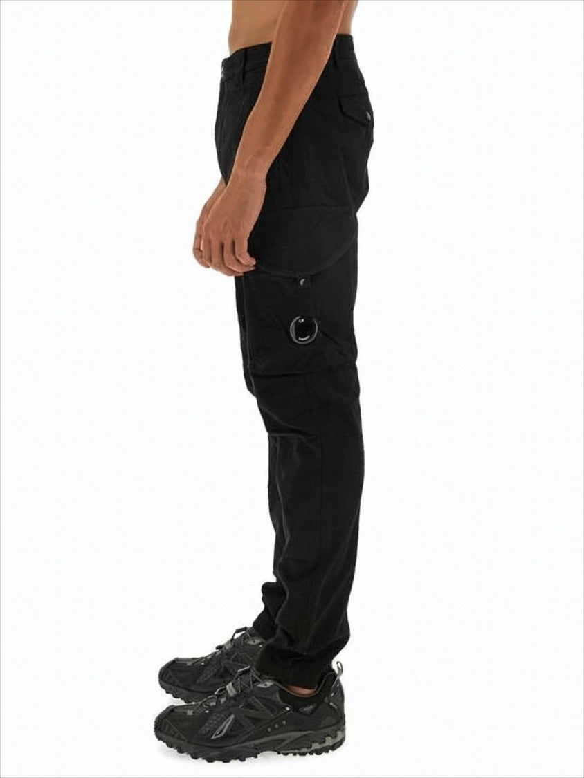 Tapered Cargo Pants With Functional Pockets And Button Closure