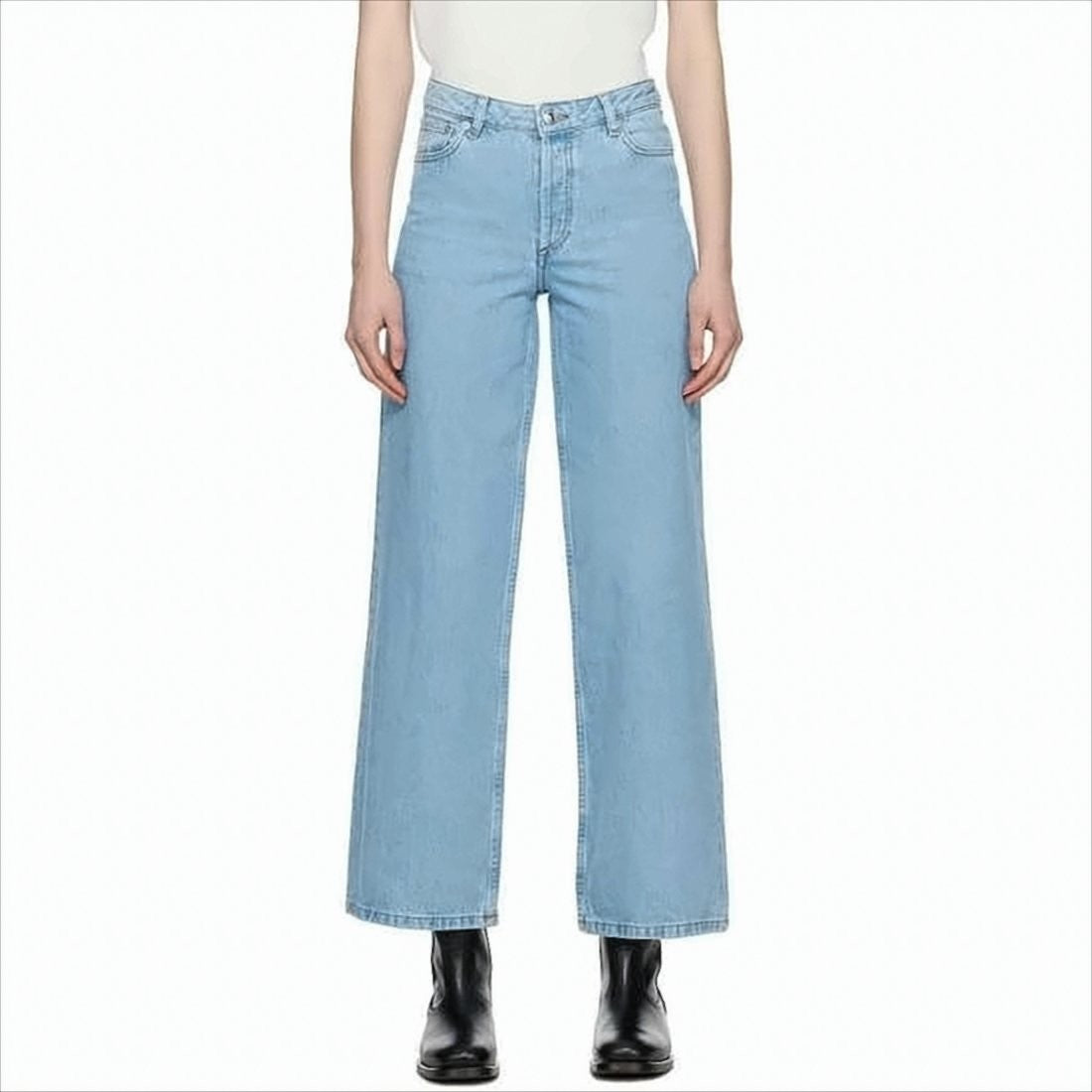 High-Waisted Straight-Leg Denim Pants with Classic Five-Pocket Design
