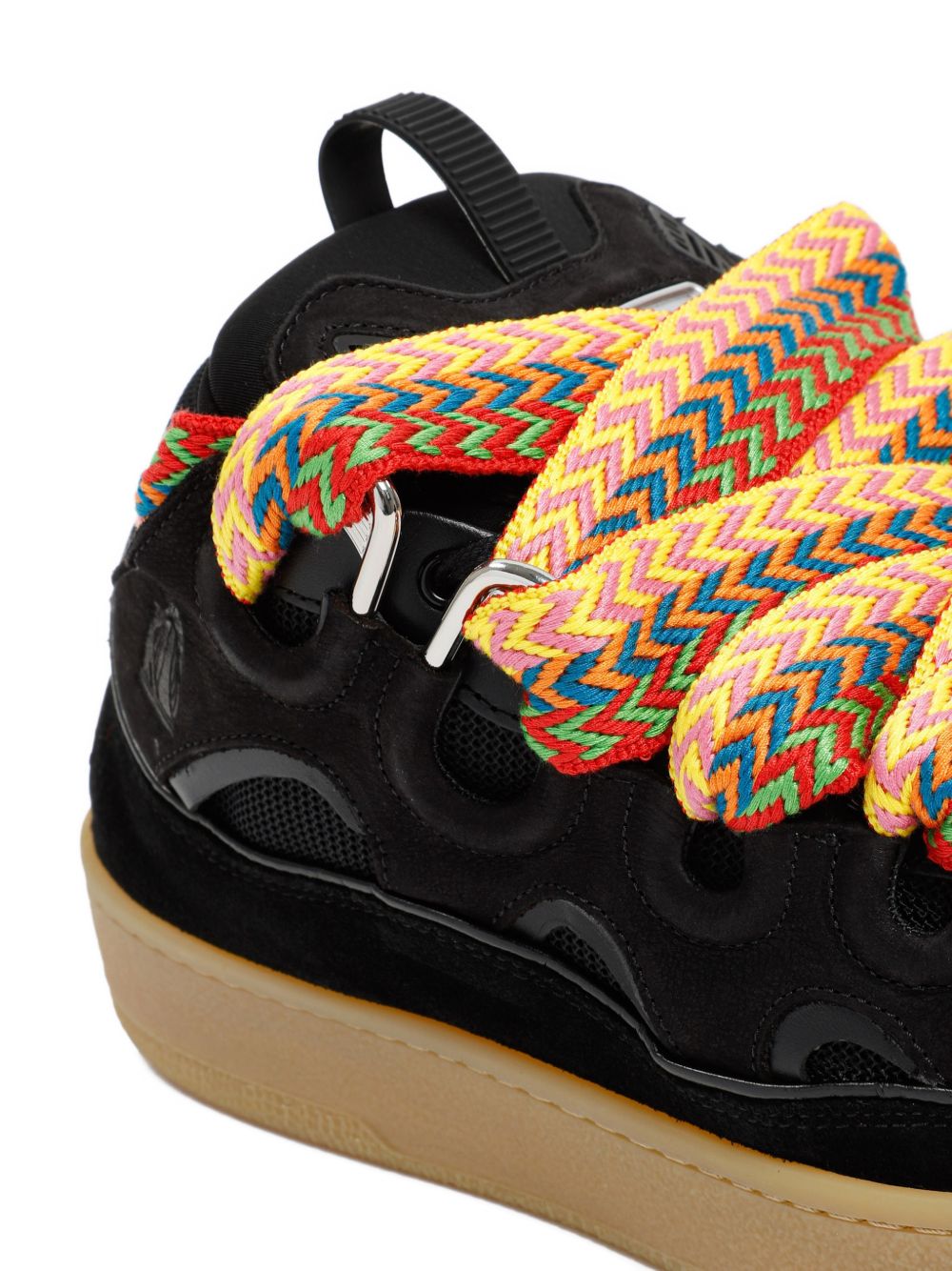 Round Toe Sneakers with Oversized Patterned Laces