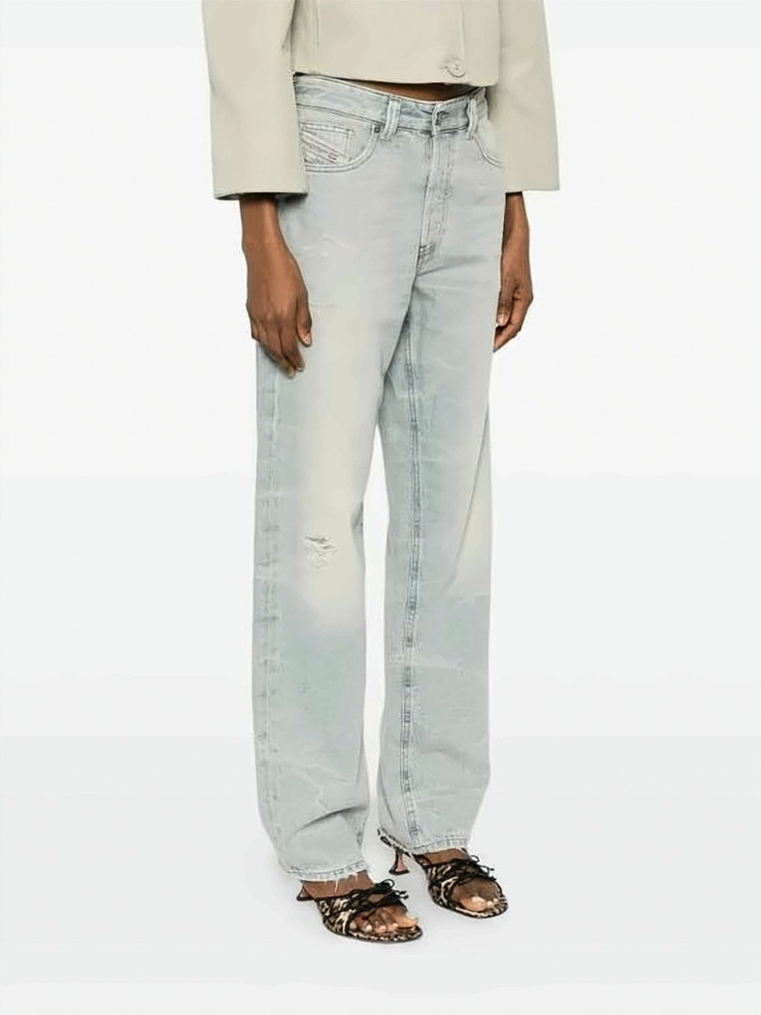 Light-Wash Denim Jeans with Relaxed Straight-Leg Fit