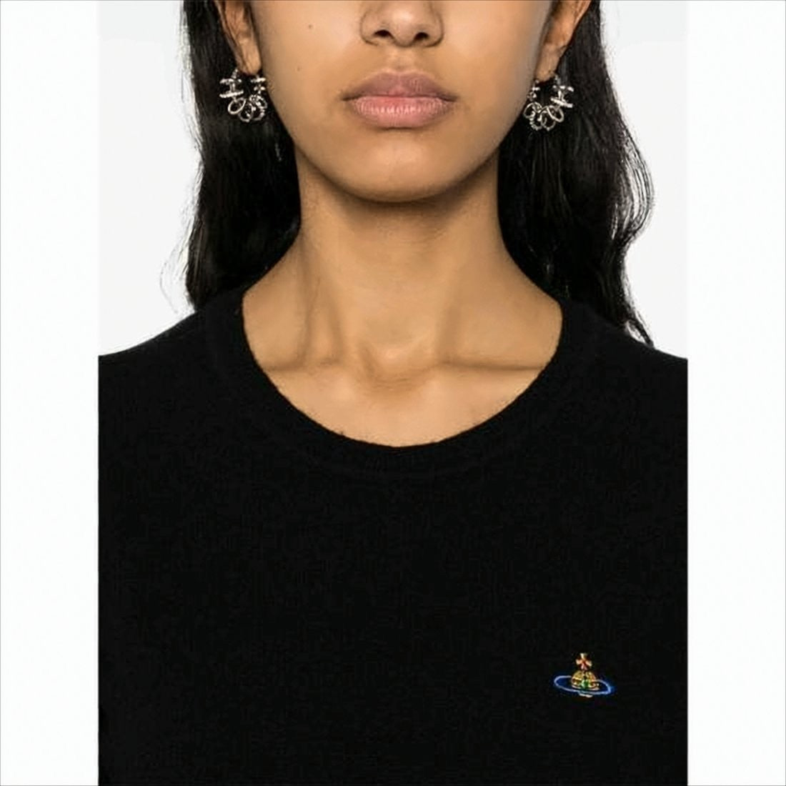 Fitted Black Sweater with Cashmere and Wool Blend