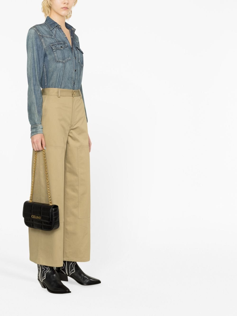 Chain matelassé leather shoulder bag