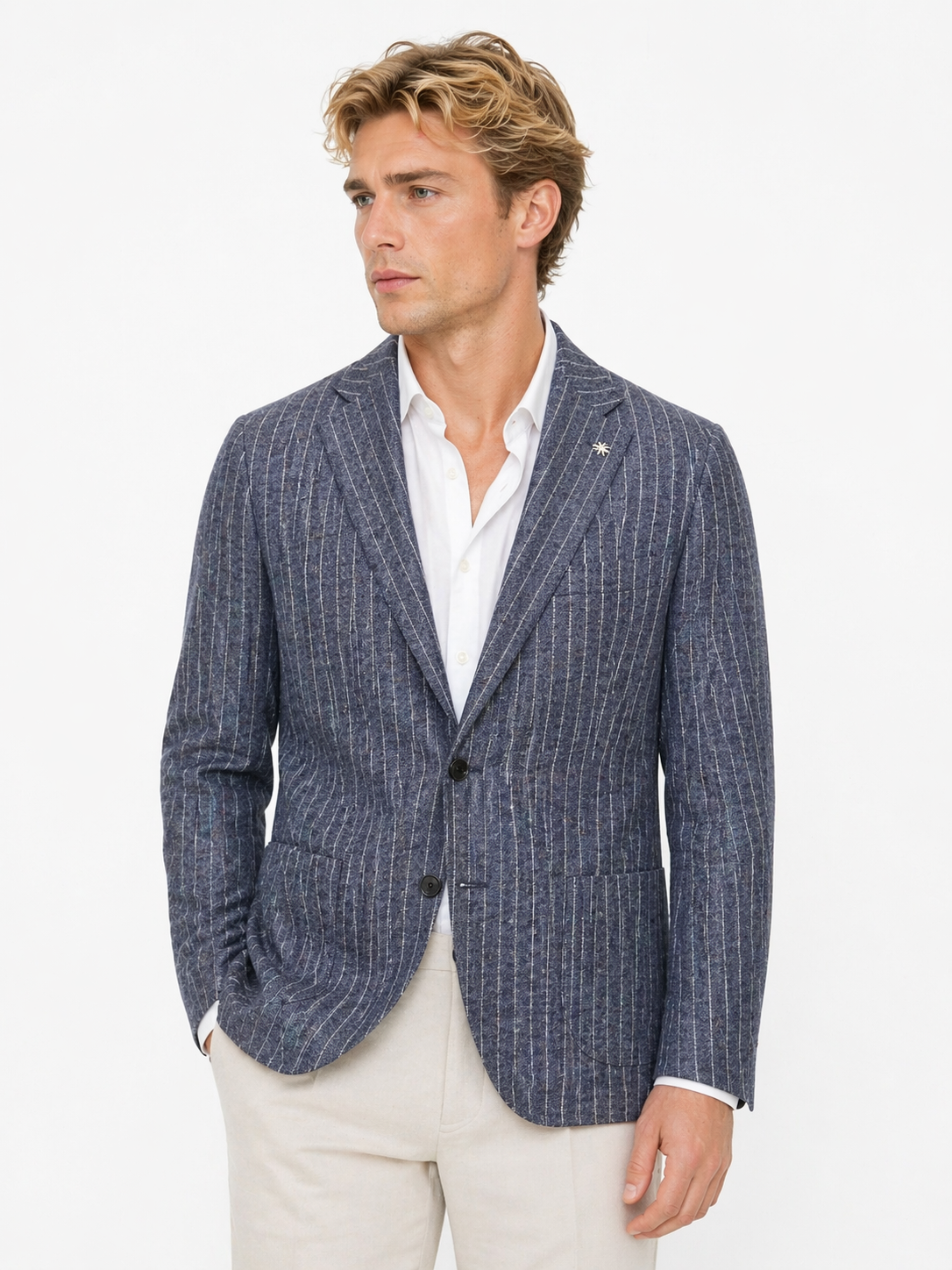 Pinstripe Pattern Two Button Classic Blazer